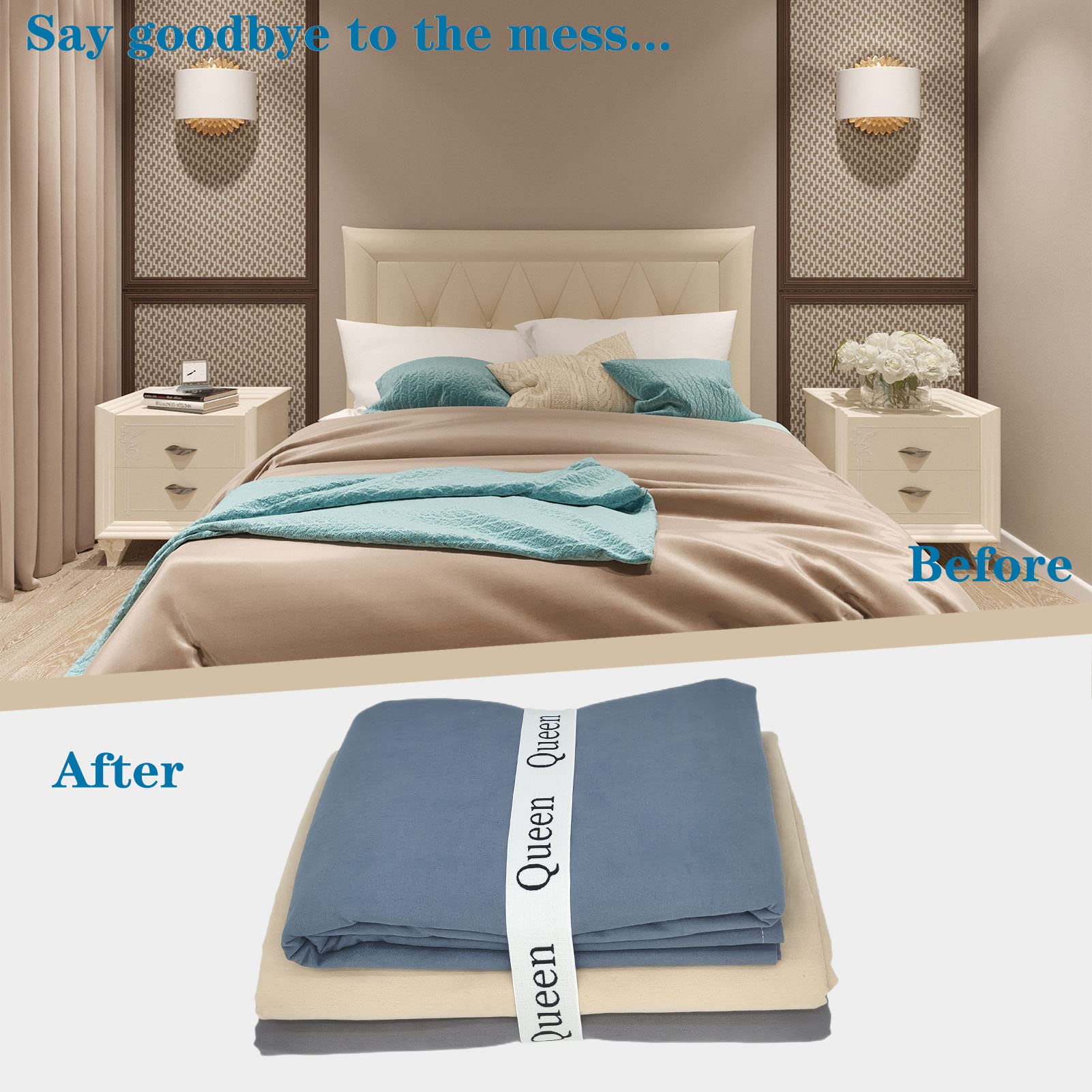 24-Piece Elastic Bed Sheet Organizer Bands - Queen/King/Twin/Full Size Sheet Straps for Closet & Storage Organization - Perfect for Labeling & Securing Linens, Bedding Sets - Ideal for Home, Hotel, and Airbnb Use