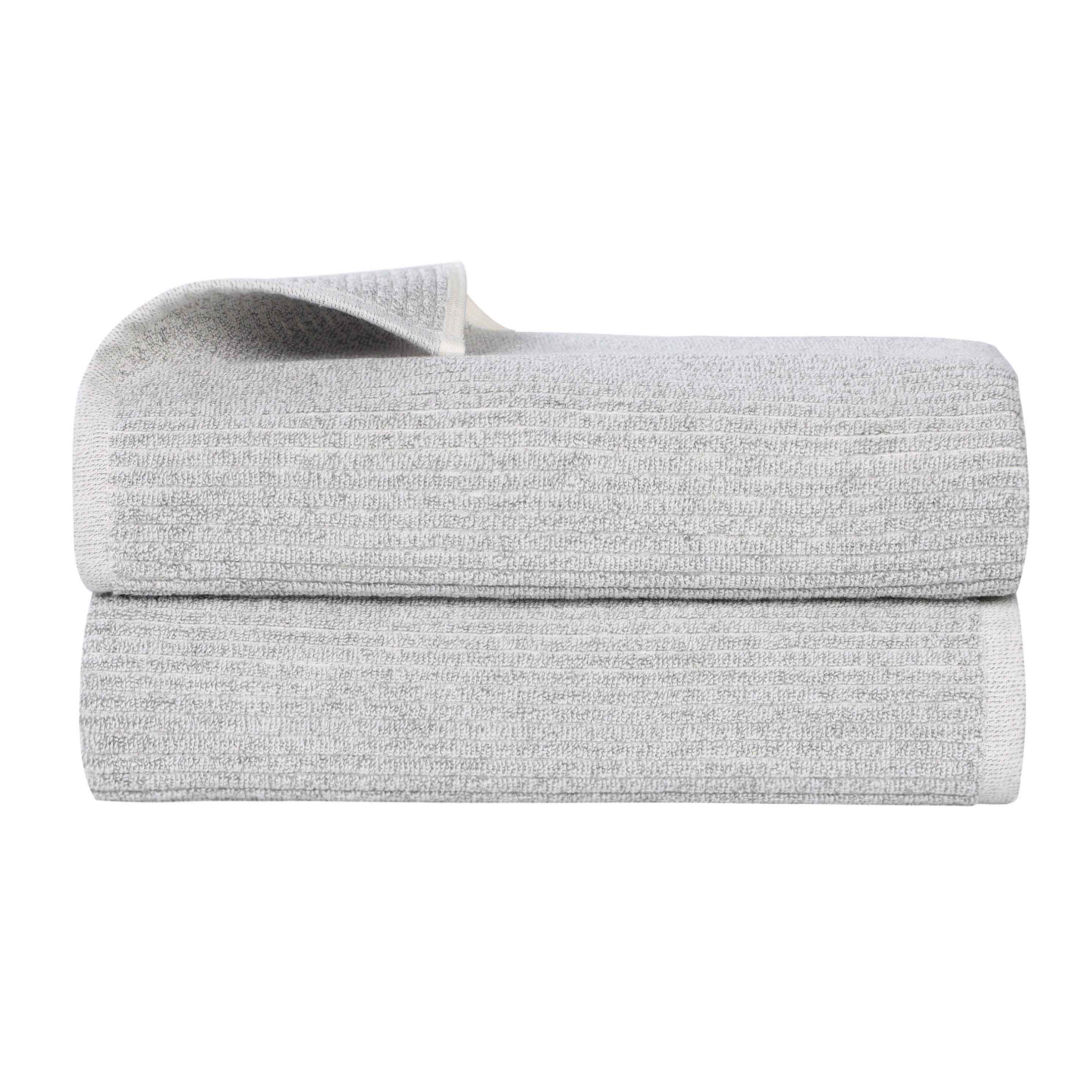Premium Cotton Blend Ribbed Bath Towels Set of 2 - Ultra Absorbent & Soft Bath Sheets for Spa, Gym & Luxury Bathroom - Destin Collection
