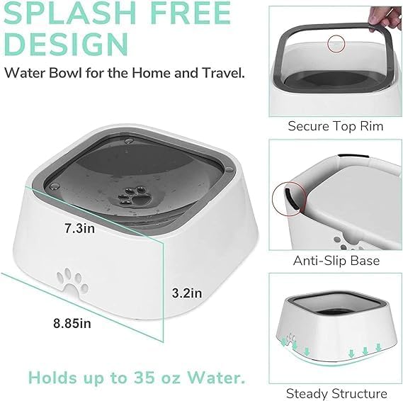 **Nisixdec No Spill Slow Feeder Dog Bowl - Anti-Drip Pet Water Dish for Small & Large Dogs - Perfect for Travel, Crate Training & Messy Drinkers**