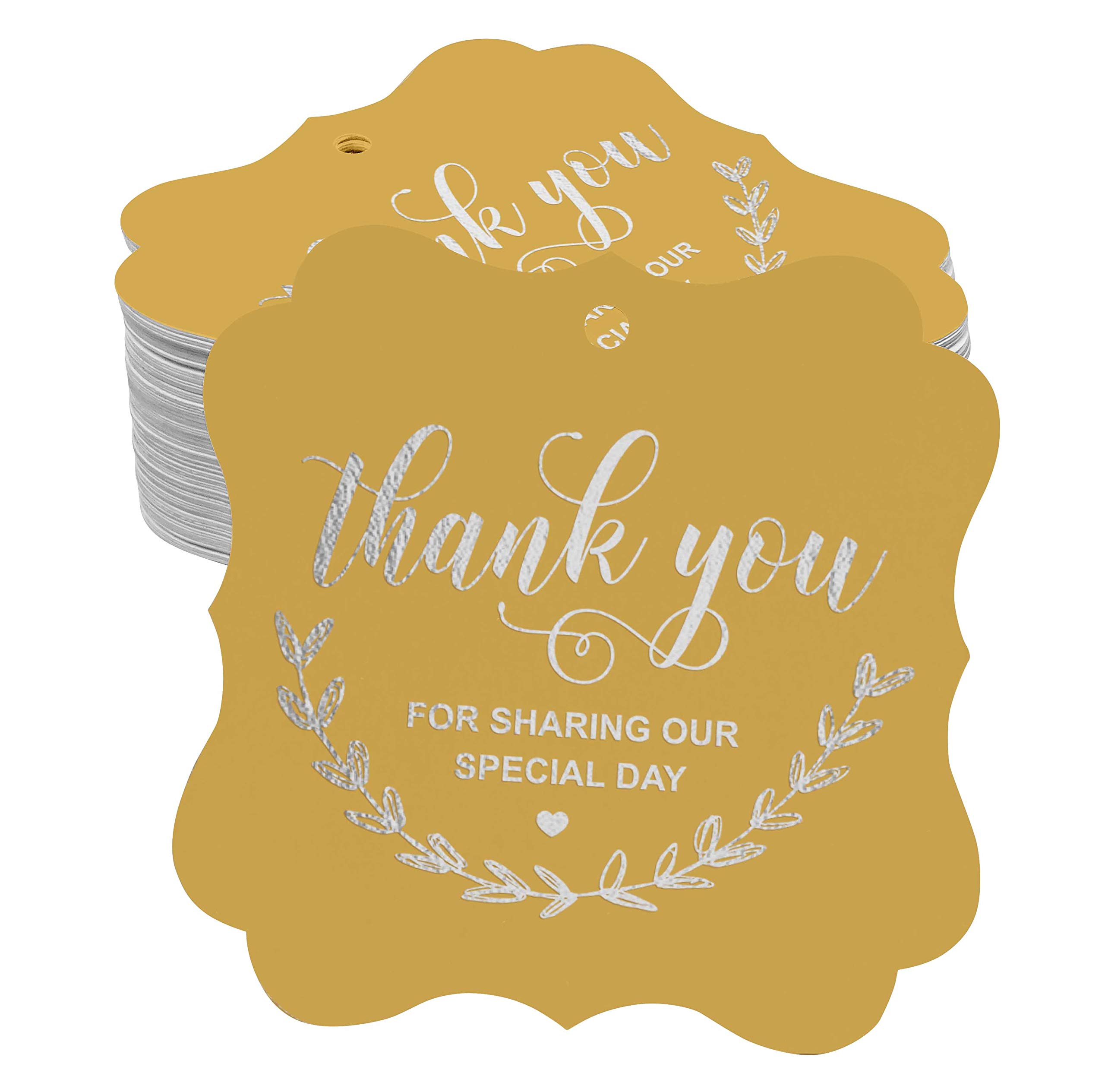 Elegant Silver Foil Bottle Tags for Bridal Showers, Baby Showers, Weddings & Birthdays - Pack of 100 - Perfect for Champagne Bottles, Wine Gifts & Party Favors