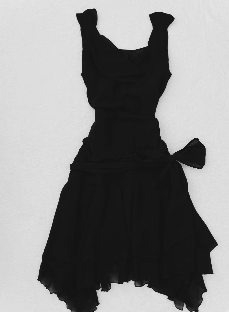Elegant A-Line Black Chiffon Short Dress with Ruffle Details - Perfect for Homecoming, Prom, Cocktail Parties & Special Occasions