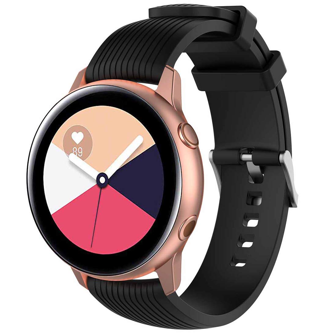 20mm Replacement Silicone Watch Band for Samsung Galaxy Watch Active 40mm/Galaxy Watch 42mm/Gear Sport SM-R600 - Durable Black Sport Strap for Running, Swimming & Everyday Wear