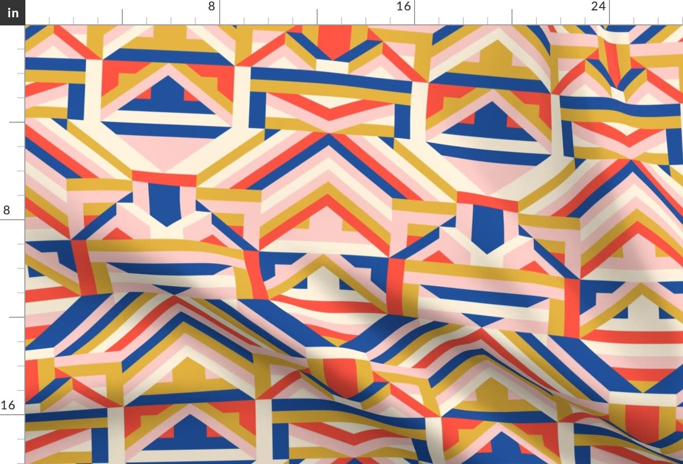 Orange Pink Blue Geometric Modern Printed Minky Fabric Fat Quarter by Spoonflower - Soft Plush Fabric for Sewing Baby Blankets, Quilt Backing & DIY Plush Toys - Perfect for Nursery Decor & Handmade Gifts