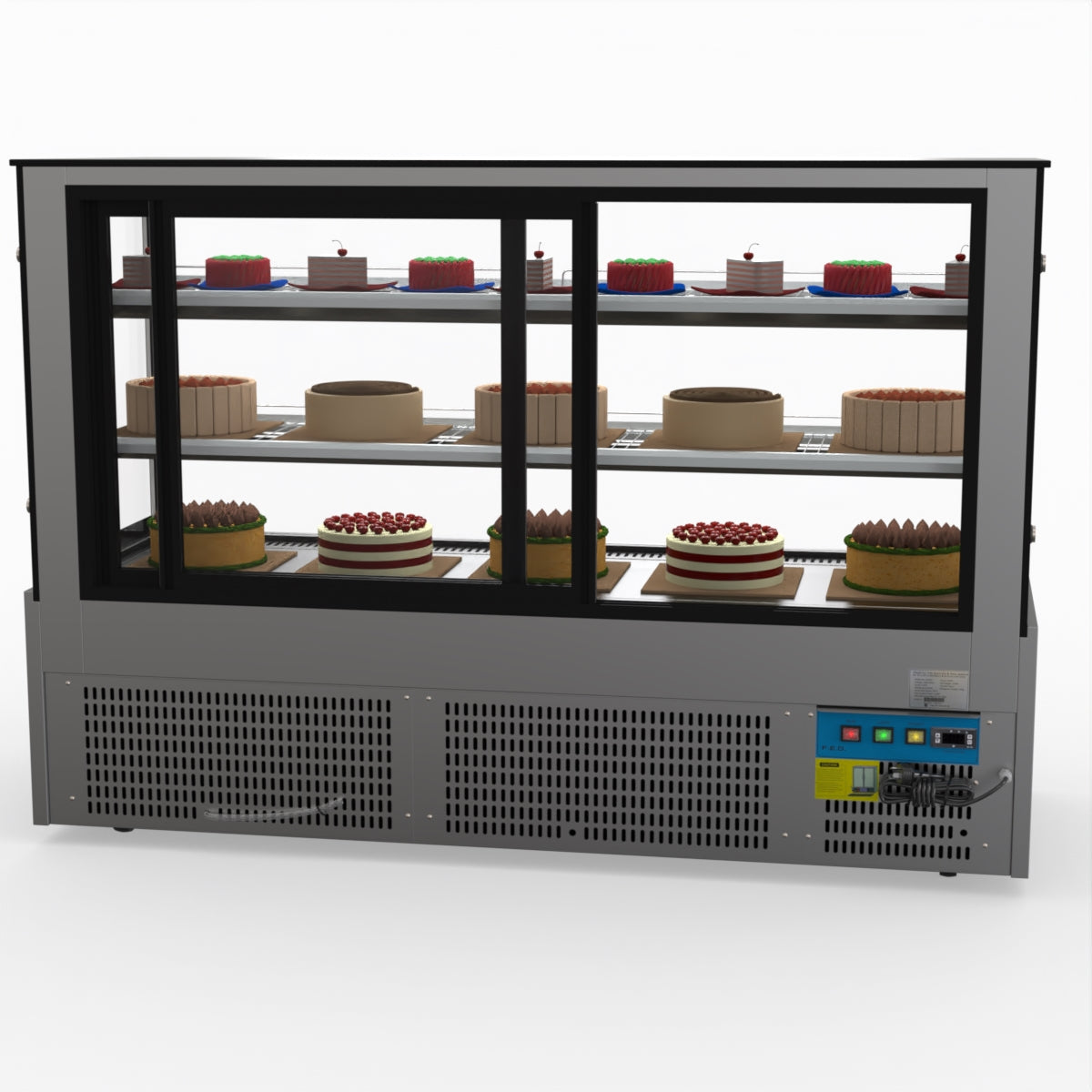 Bonvue SG180FA Commercial Refrigerated Display Case - Dual Glass Door Merchandiser for Deli, Bakery & Grocery - Perfect for Supermarkets, Convenience Stores & Cafes