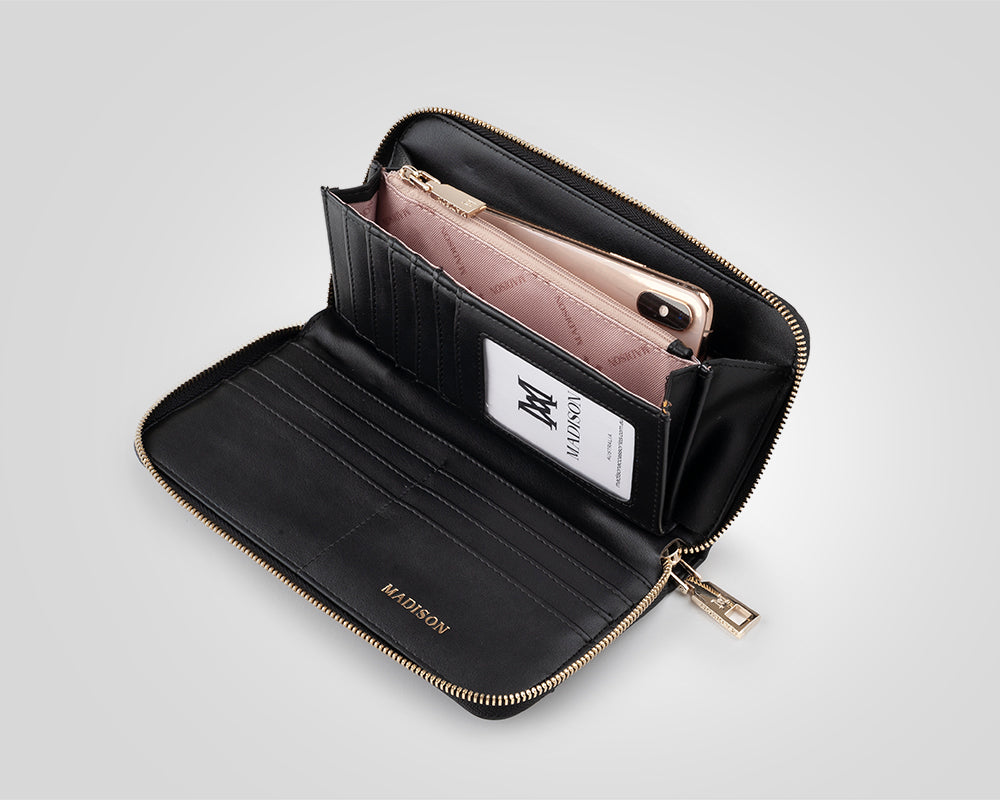 Abigail Zip Around Open Style Clutch Wallet for Women - Fashionable Crossbody Purse with Multiple Card Slots - Perfect for Parties, Dating & Evening Events
