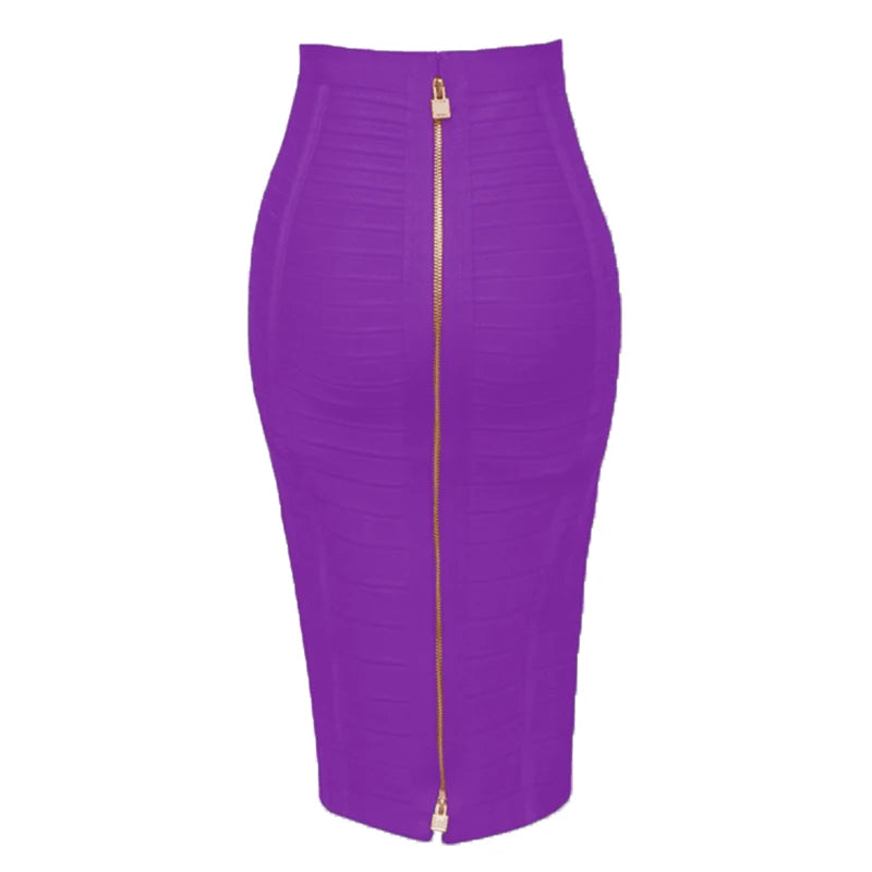 Stylish Black Red Blue Orange Zipper Bodycon Rayon Bandage Skirt for Women | Sexy Pencil Skirt for Day, Night, Party & Club Outfits | Perfect for Date Nights, Clubbing & Special Occasions