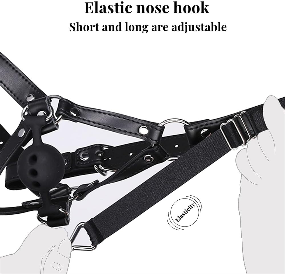 Adjustable BDSM Ball Gag with Metal Hook - Bondage Toy for Adults
