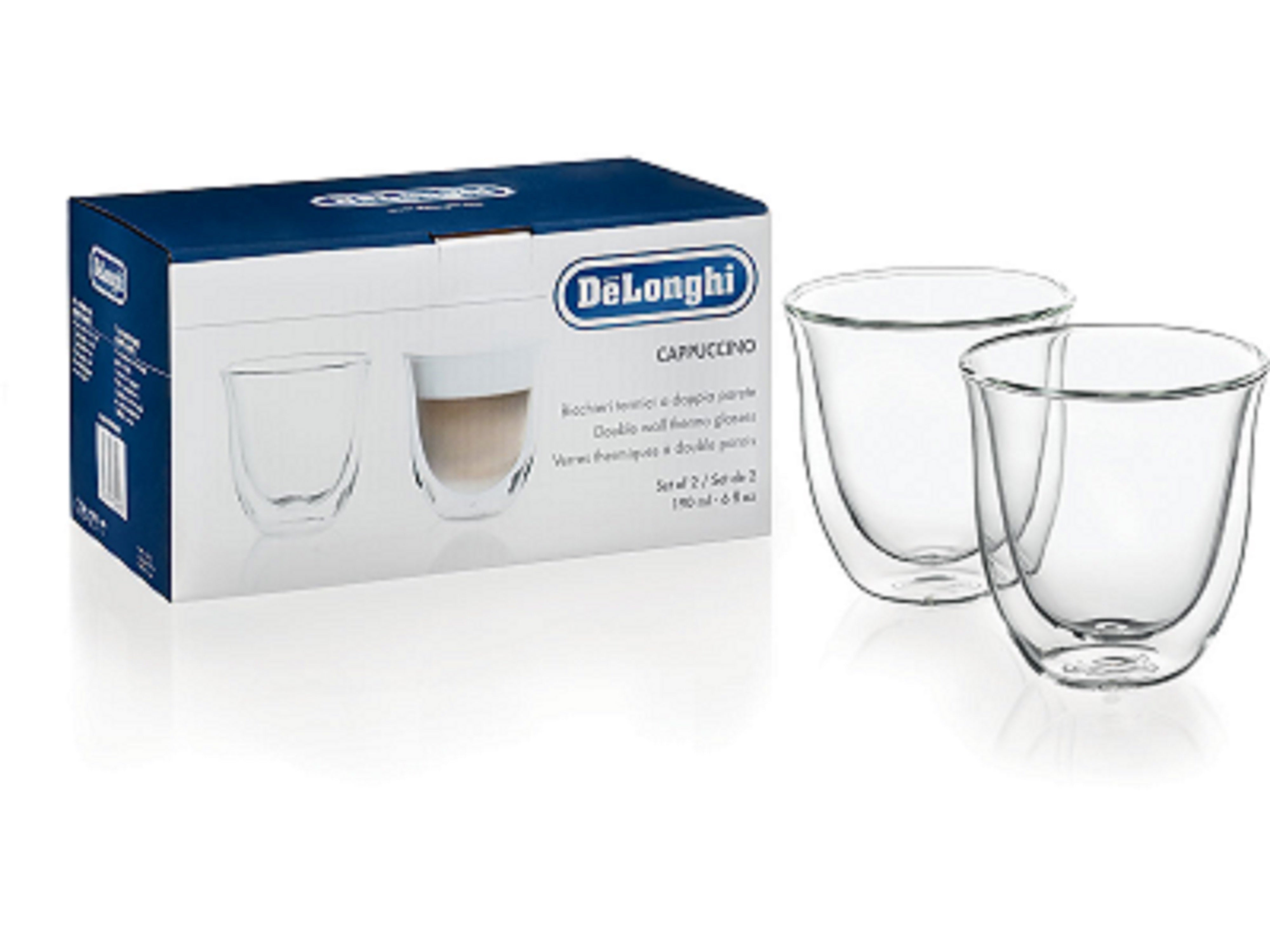 De'Longhi Cappuccino Glass - 12oz Heat-Resistant Coffee Mug for Espresso, Latte & Cappuccino - Perfect for Home, Office & Cafe Use