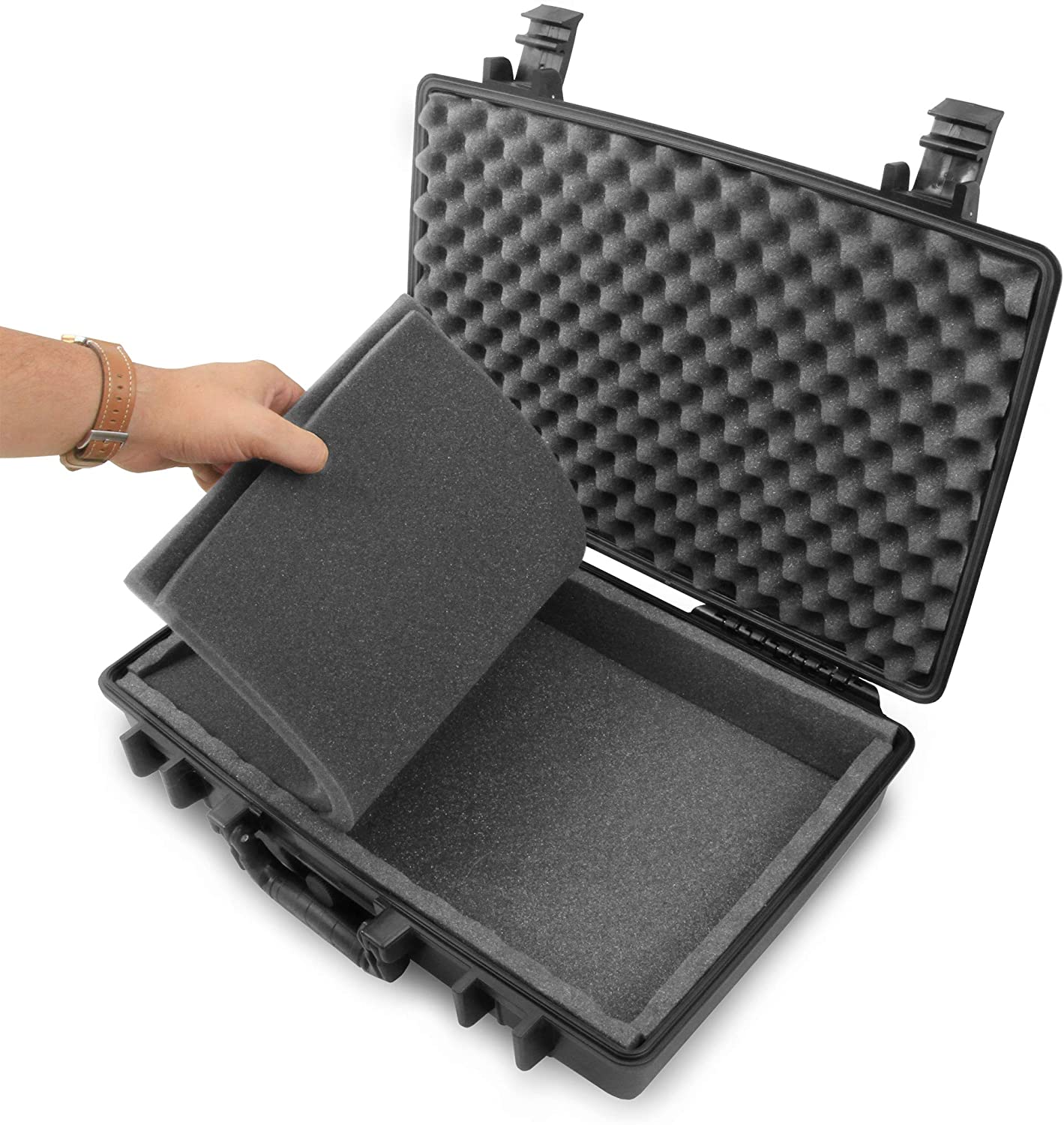 CASEMATIX Waterproof 15.6 Inch Laptop Hard Case - Crushproof Protective Sleeve for HP Pavilion 360, Envy x360, Stream 14, Chromebook 14 | Shockproof Travel Case for Business, School & Outdoor Use