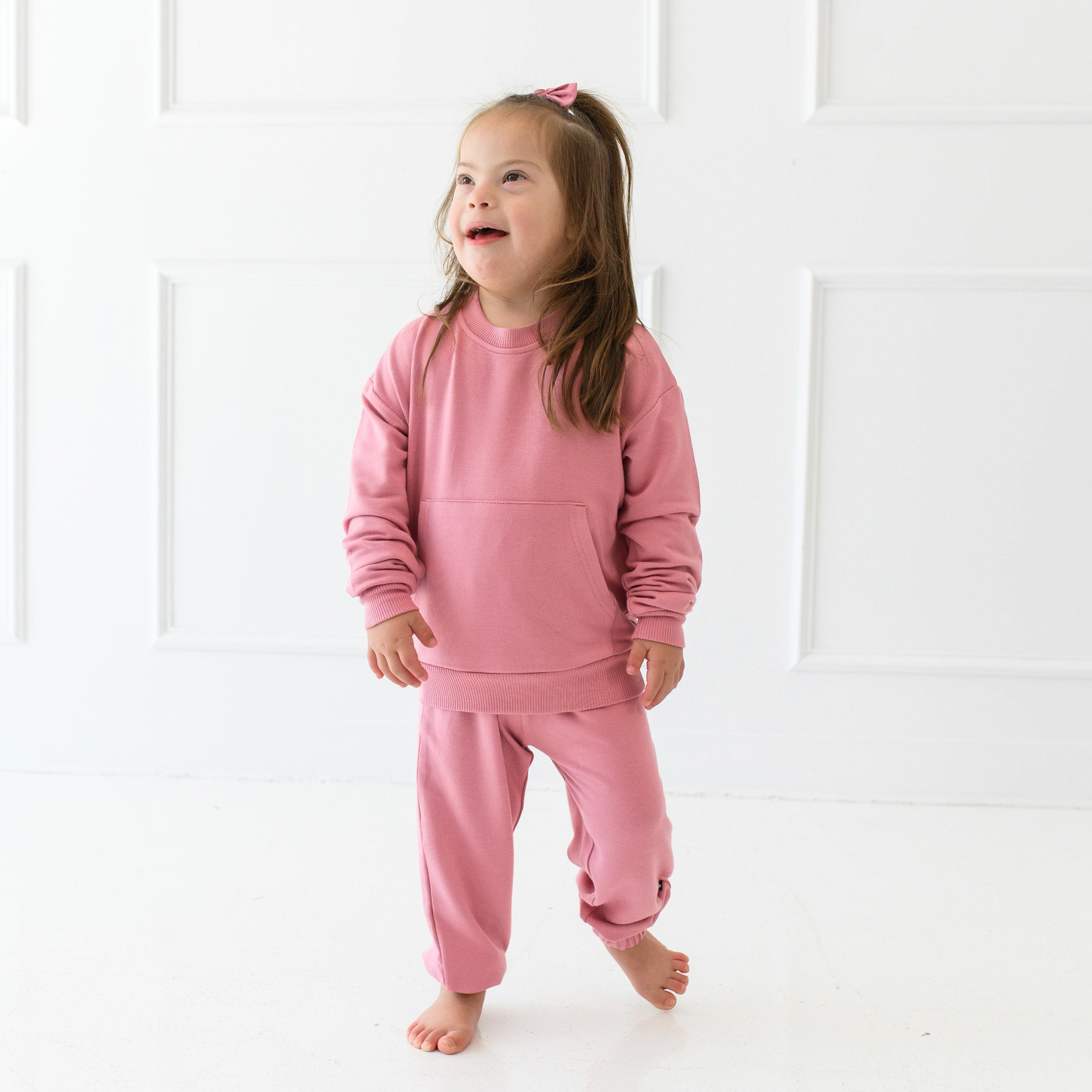 French Terry Jogger Set in Apple Blossom | Soft Cotton Lounge Pants & Hoodie Outfit | Women's Casual Loungewear for Home, Yoga & Running