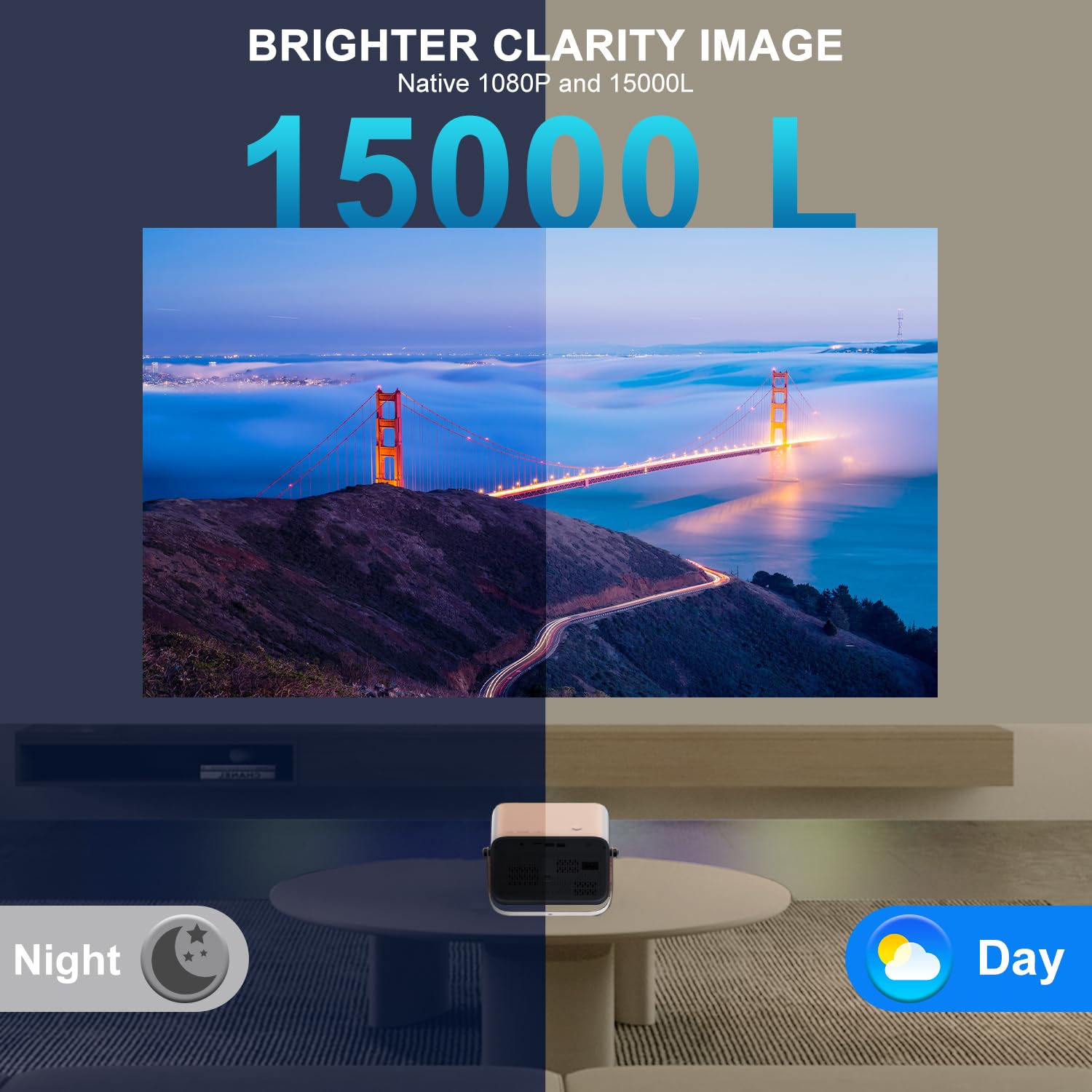 Auto Focus & Electric Focus Native 1080P WiFi 6 Projector with 360° Rotating Stand - Bluetooth 5.3 Portable Mini Projector with 6D Keystone for Home Theater, Gaming (PS5), Streaming (TV Stick), HDMI & Phone Connectivity - Perfect for Movie Nights & Presentations