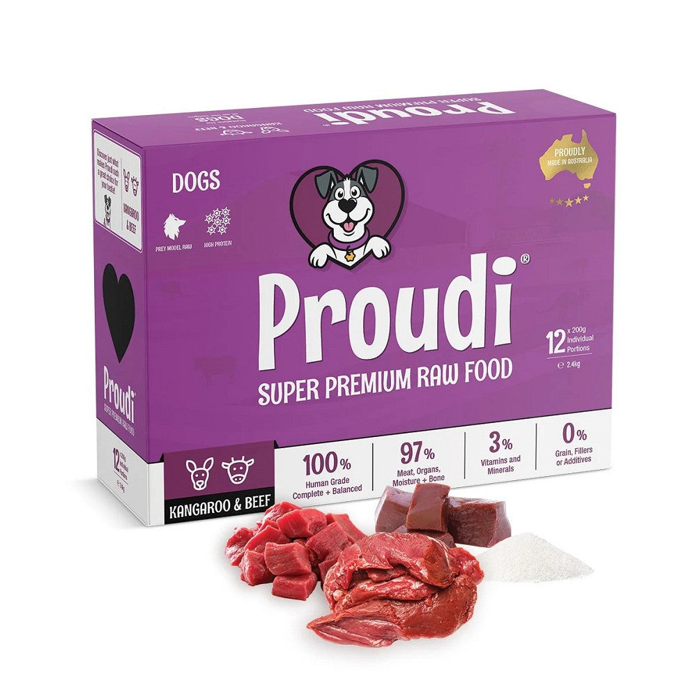 Premium Frozen Kangaroo & Beef Raw Dog Food - Grain-Free, High-Protein Diet for Dogs - Perfect for Raw Feeding, Allergies & Sensitive Stomachs
