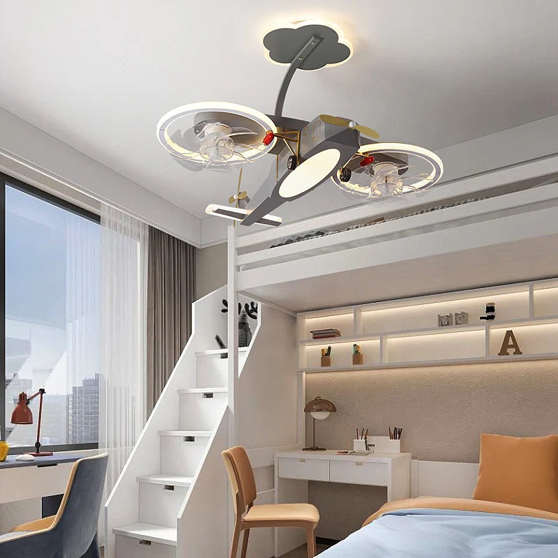 **Kids Airplane Night Light - LED Ceiling Fan Light for Bedroom, Nursery & Boys Room Decor - Perfect for Sleep Aid & Themed Room Design**