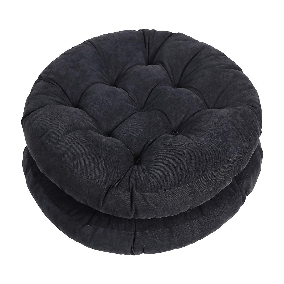 Tiita Round Seat Cushion Set of 2 - 22 Inch Hanging Chair & Floor Cushions - Indoor/Outdoor Throw Pillows (Black, 22x22x4 Inches) - Perfect for Patio, Garden, Living Room & Hammock Relaxation