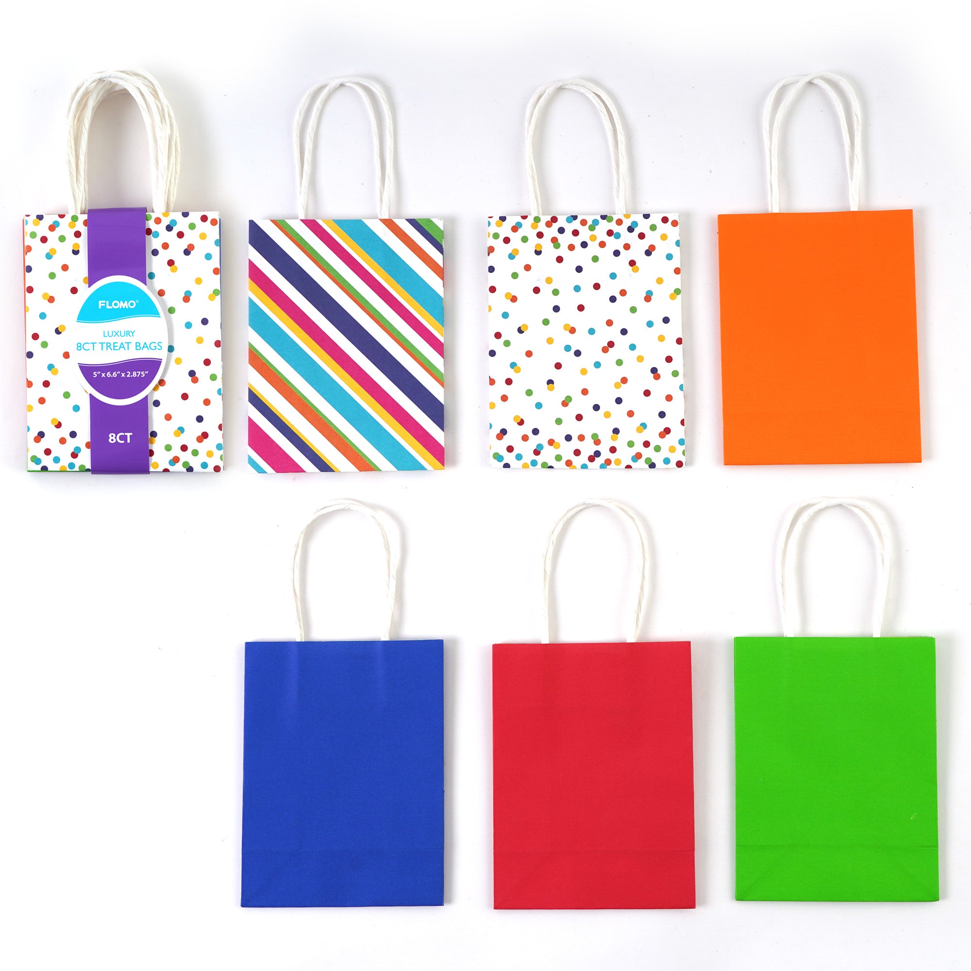 8-Pack Mini Treat Favor Bags - White Kraft Paper Goodie Bags for Party Favors, Wedding Candy, Baby Shower Gifts & Holiday Treats