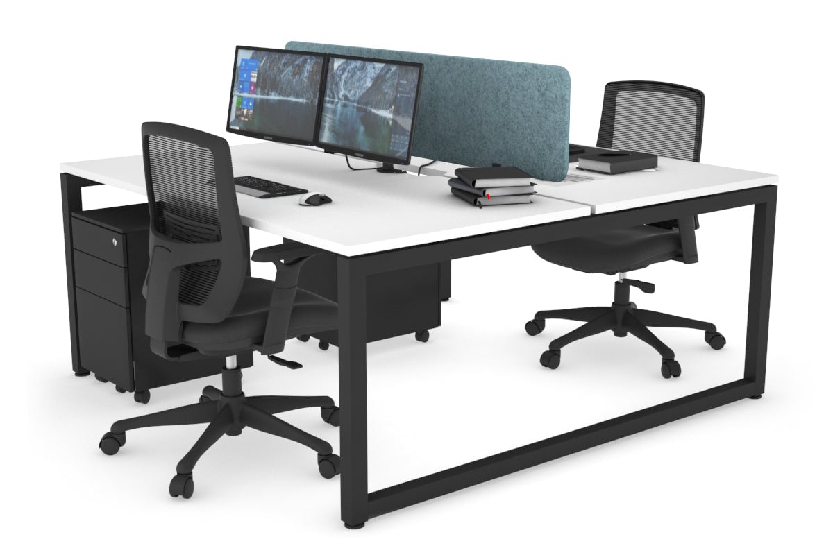 Quadro Loop Legs 2-Person Office Workstation - 1800L x 800W with Cable Management | Modern Shared Desk for Coworking Spaces & Home Offices