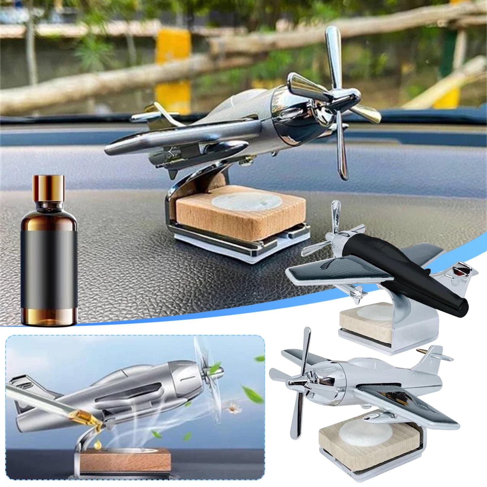 10ml Solar Powered Car Air Freshener - Black Aircraft Shaped Vehicle Perfume Ornament with Unique Aroma | Car Fragrance Diffuser for Men & Women | Perfect Gift for Car Lovers & Travel Enthusiasts | Ideal for Road Trips, Commuting & Office Desks