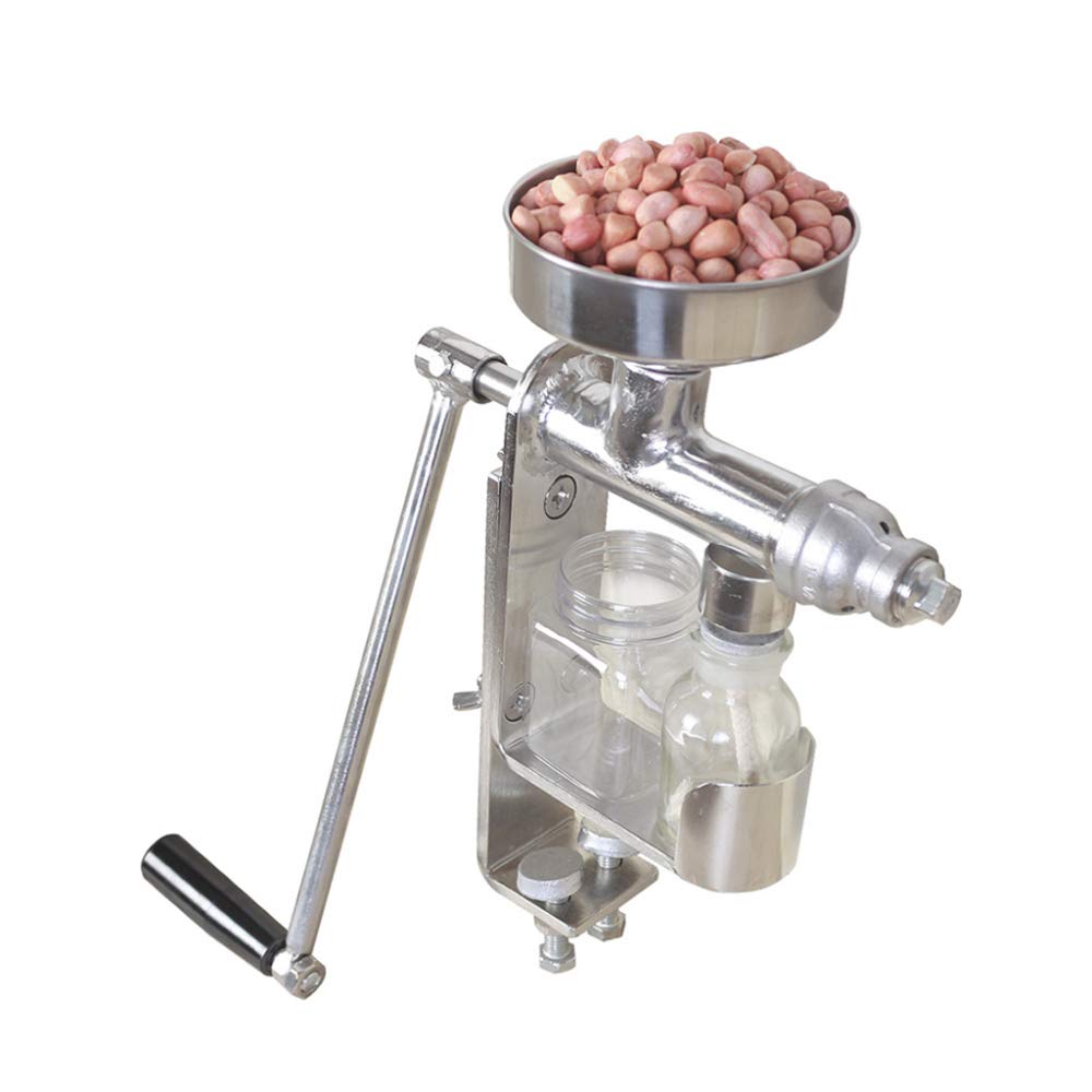 Premium Manual Oil Press Machine - Food Grade Stainless Steel Olive Oil Extractor for Home Use (33x5x30cm, Silver) | Perfect for Cold Pressing Olive, Almond & Coconut Oils in Your Kitchen