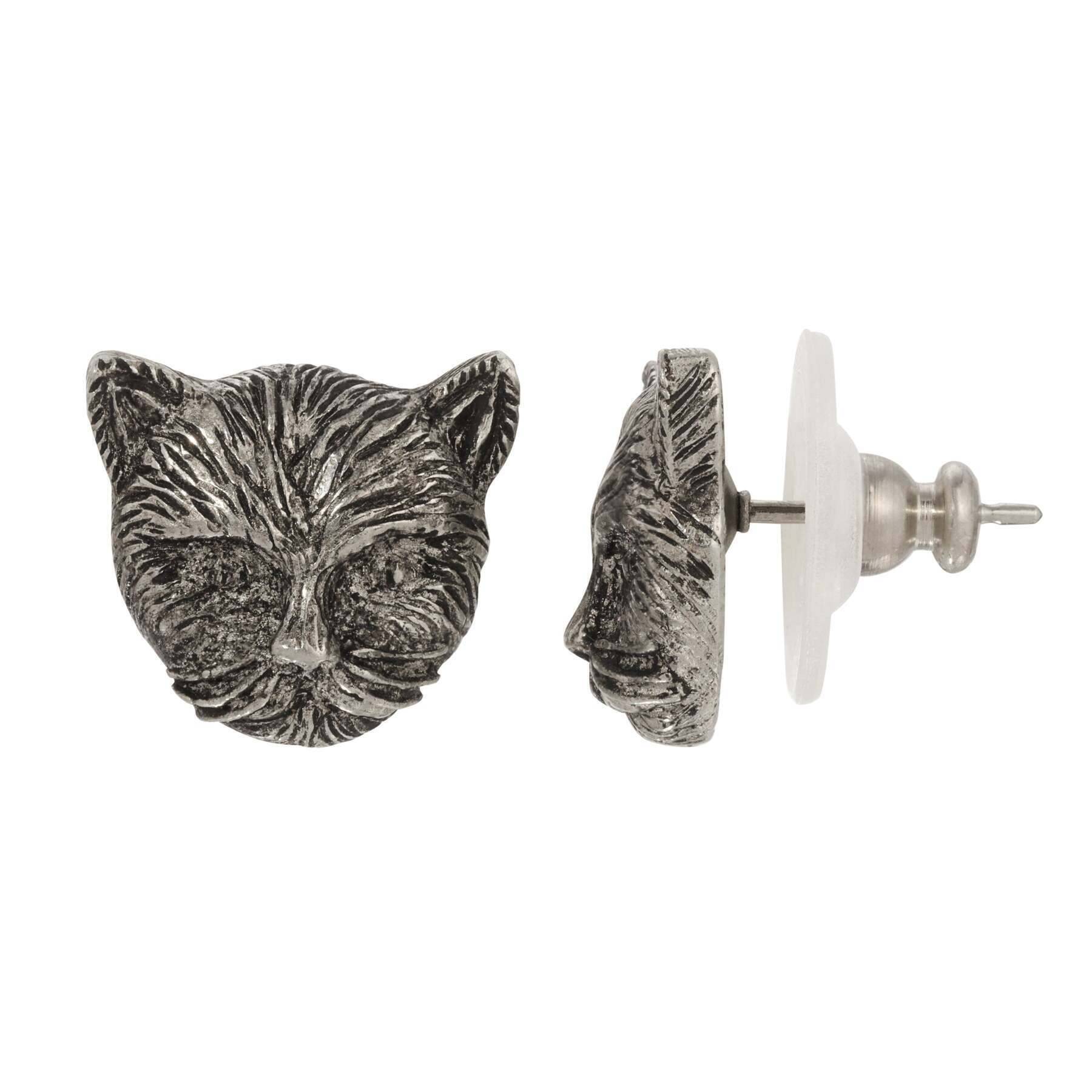 1928 Jewelry Cat Stud Earrings - Cute Animal Earrings for Women, Stainless Steel Hypoallergenic Pet Lover Gift - Perfect for Casual Wear, Parties & Gifts