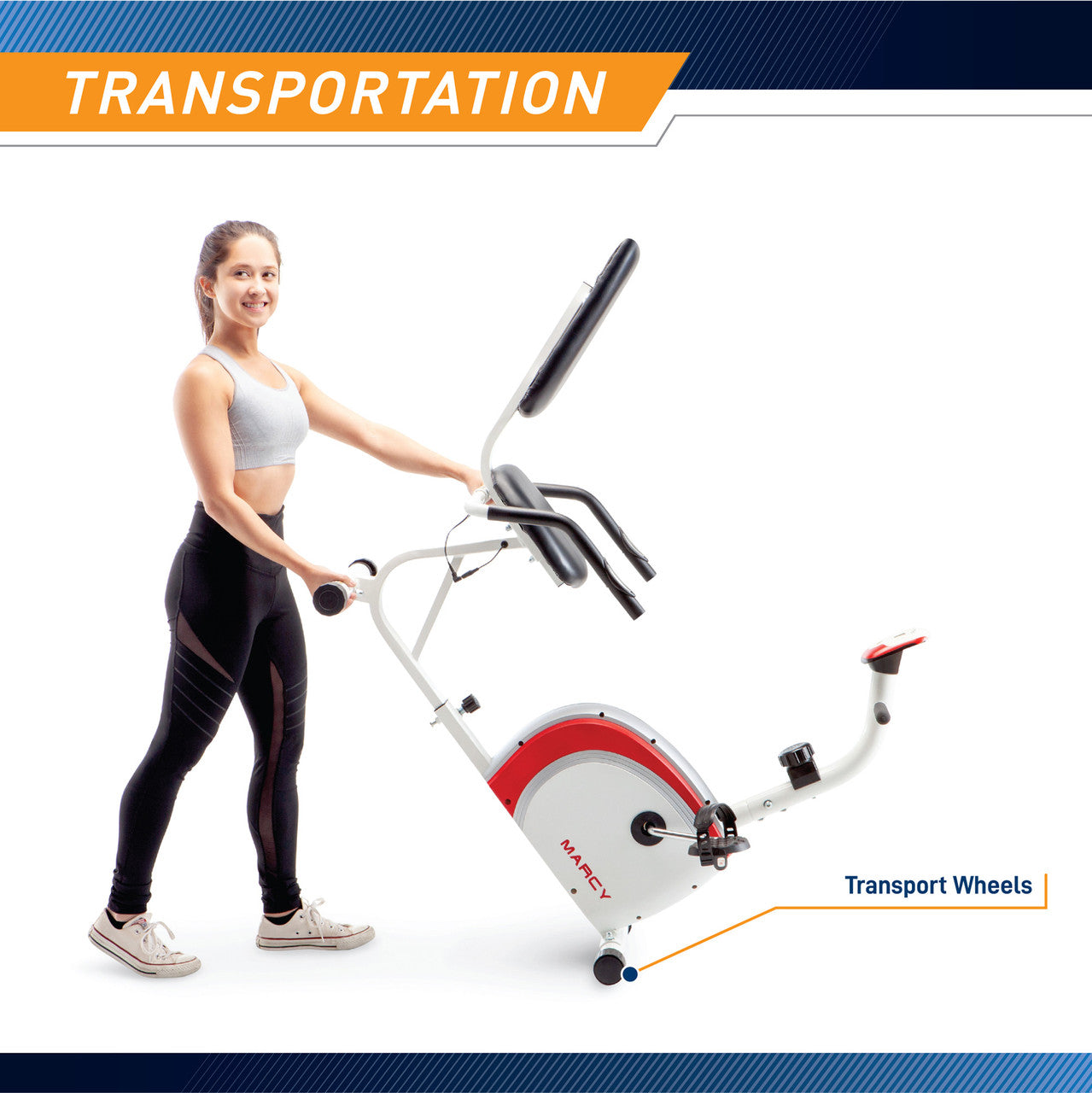 Marcy NS-908R Recumbent Exercise Bike with Pulse Monitor - Comfortable Seated Workout for Home Gym, Seniors & Physical Therapy