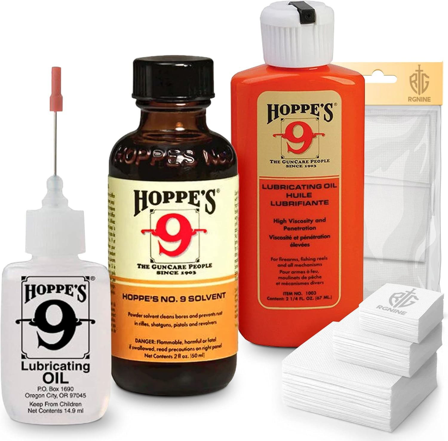 Premium Gun Cleaning Kit with Oil & Solvent - Bore Cleaner, Lubricant & 40 Patches for 9mm, .40, .44, .45 Caliber Pistols | Complete Firearm Maintenance Solution for Home & Range Use