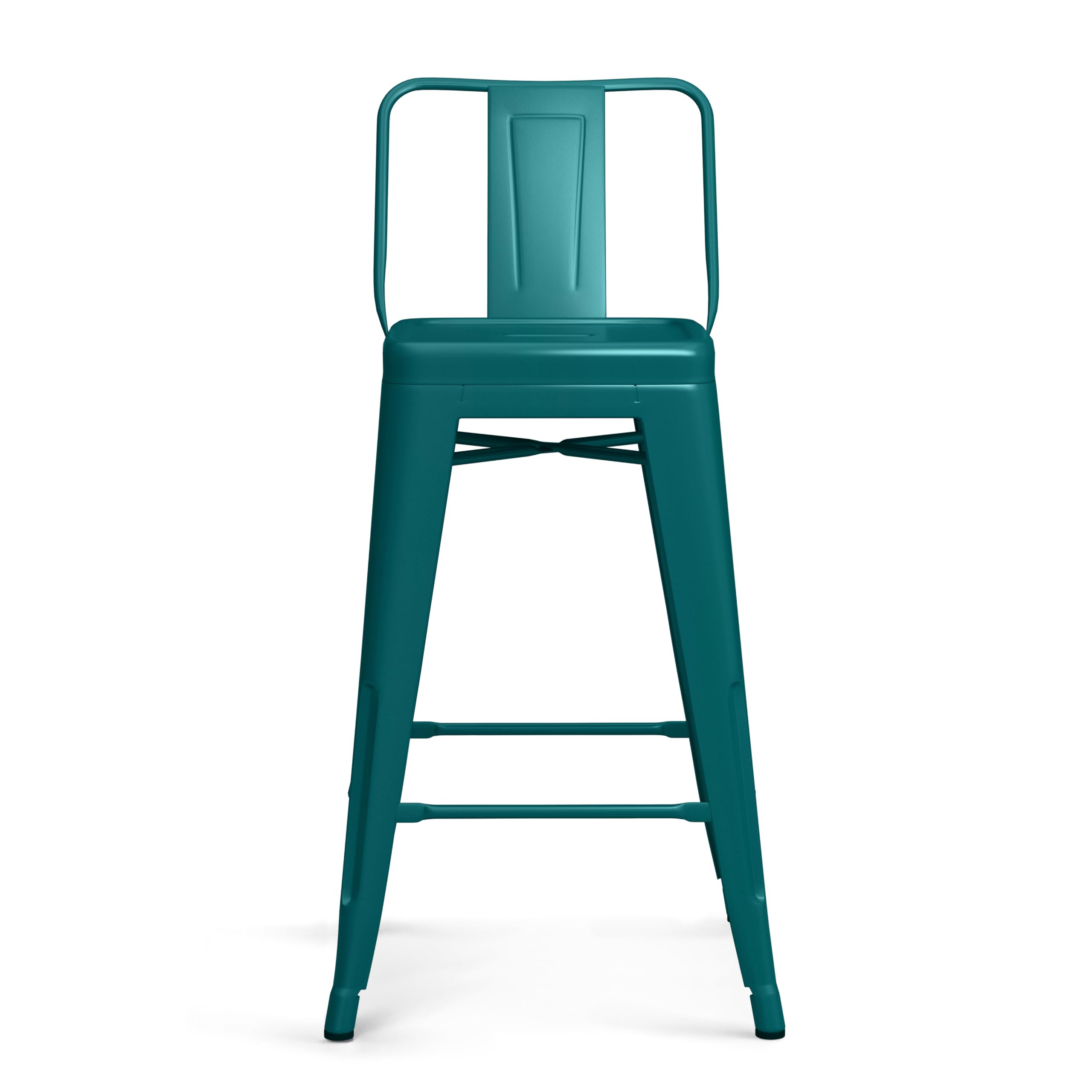 SIMPLIHOME Rayne 24 Inch Counter Height Stool - Set of 4, Teal Blue Metal Bar Stools with Square Seat for Kitchen Island, Breakfast Nook & Dining Room - Modern Home Decor & Comfortable Seating