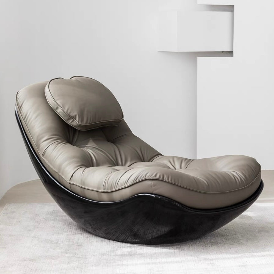 Premium Black Microfiber Leather Recliner Chair - Eggshell Design for Living Room, Home Theater & Office Comfort - Modern Ergonomic Lounge Chair for Relaxation