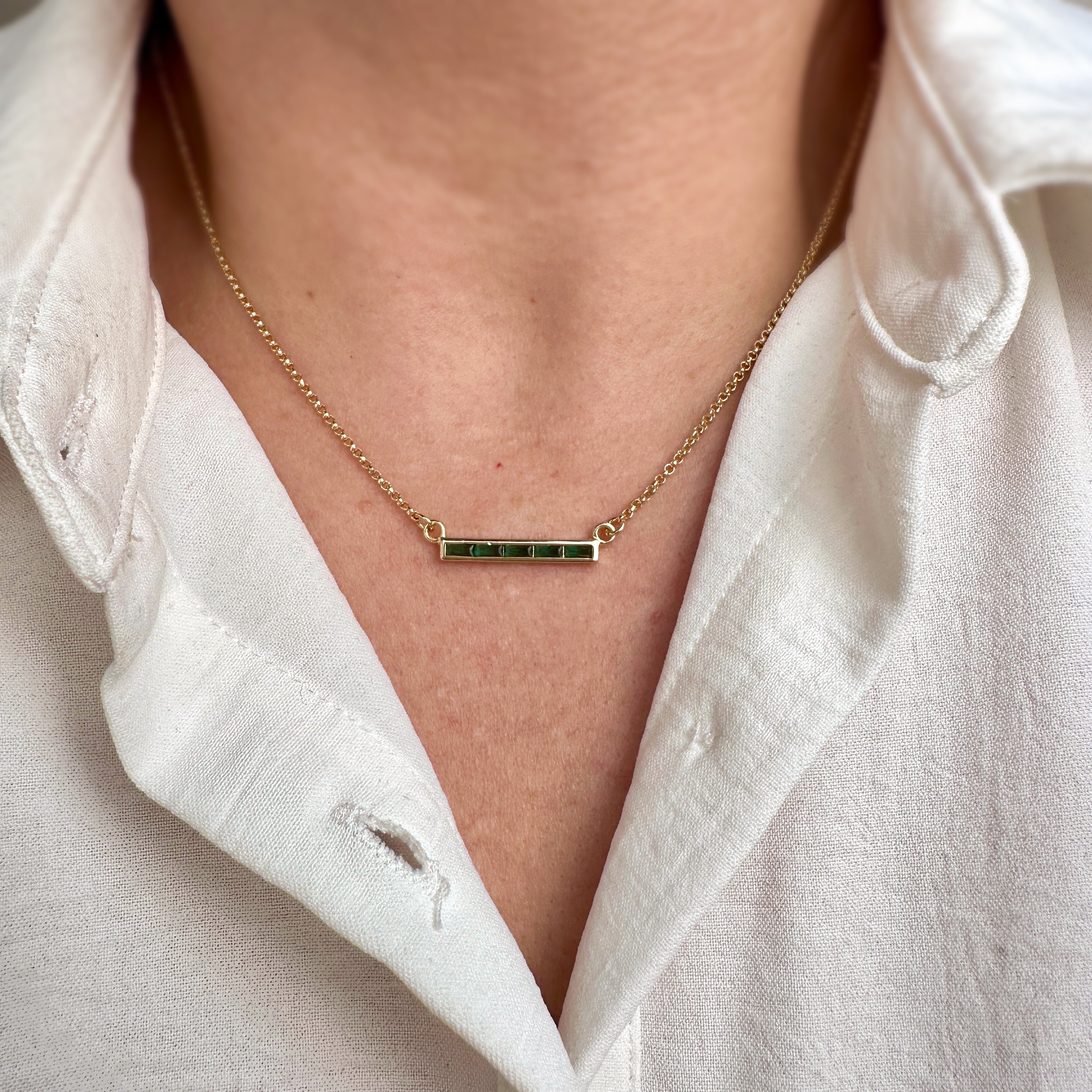 18K Gold Filled CZ Bar Necklace for Women - Minimalist Dainty Layering Pendant Jewelry - Perfect for Everyday Wear, Gift Giving & Special Occasions