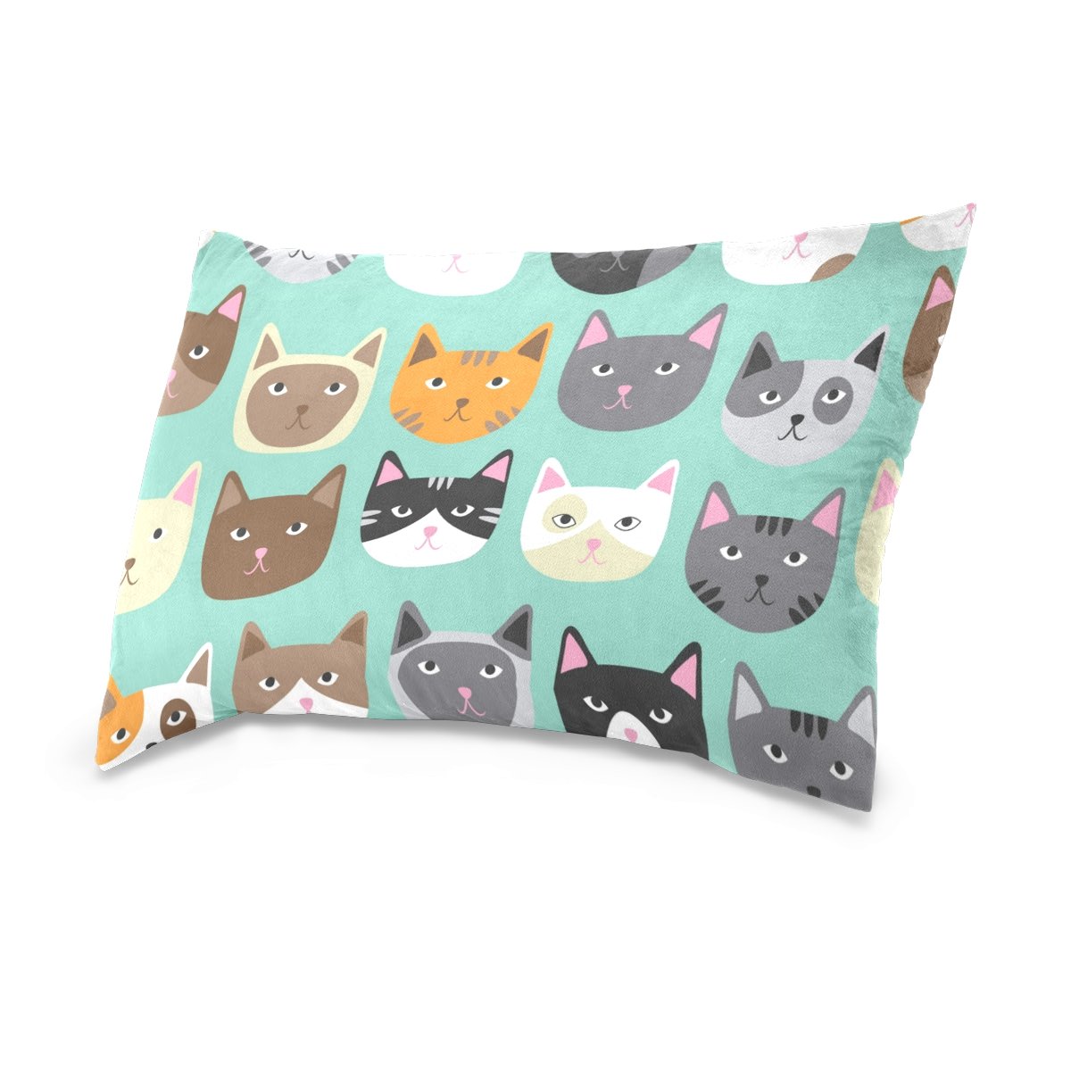 ALAZA Cute Cat Pillow Cover - 16x24 Inch Soft Cotton Zipper Pillow Case for Sofa, Bed & Couch - Perfect for Home Decor, Living Room, Nursery & Gifts