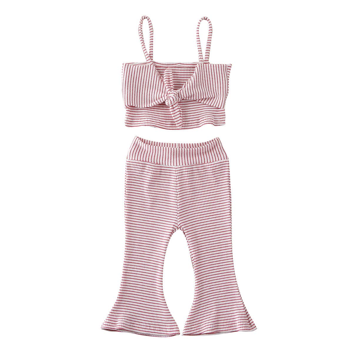 ABEE Girls' Striped Sleeveless Vest & Flared Pants Outfit - Summer Baby Toddler Clothes Set for Playdates & Beach Vacations