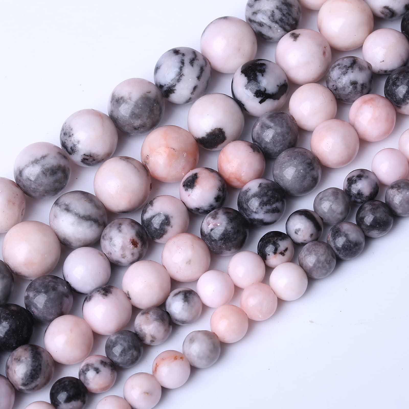 60PCS 6MM Natural Pink Zebra Jasper Beads - Round Loose Stone Beads for Jewelry Making, DIY Craft, Healing Bracelets - Energy Stone for Meditation, Chakra Balancing & Spiritual Gifts (15 Inch Strand)