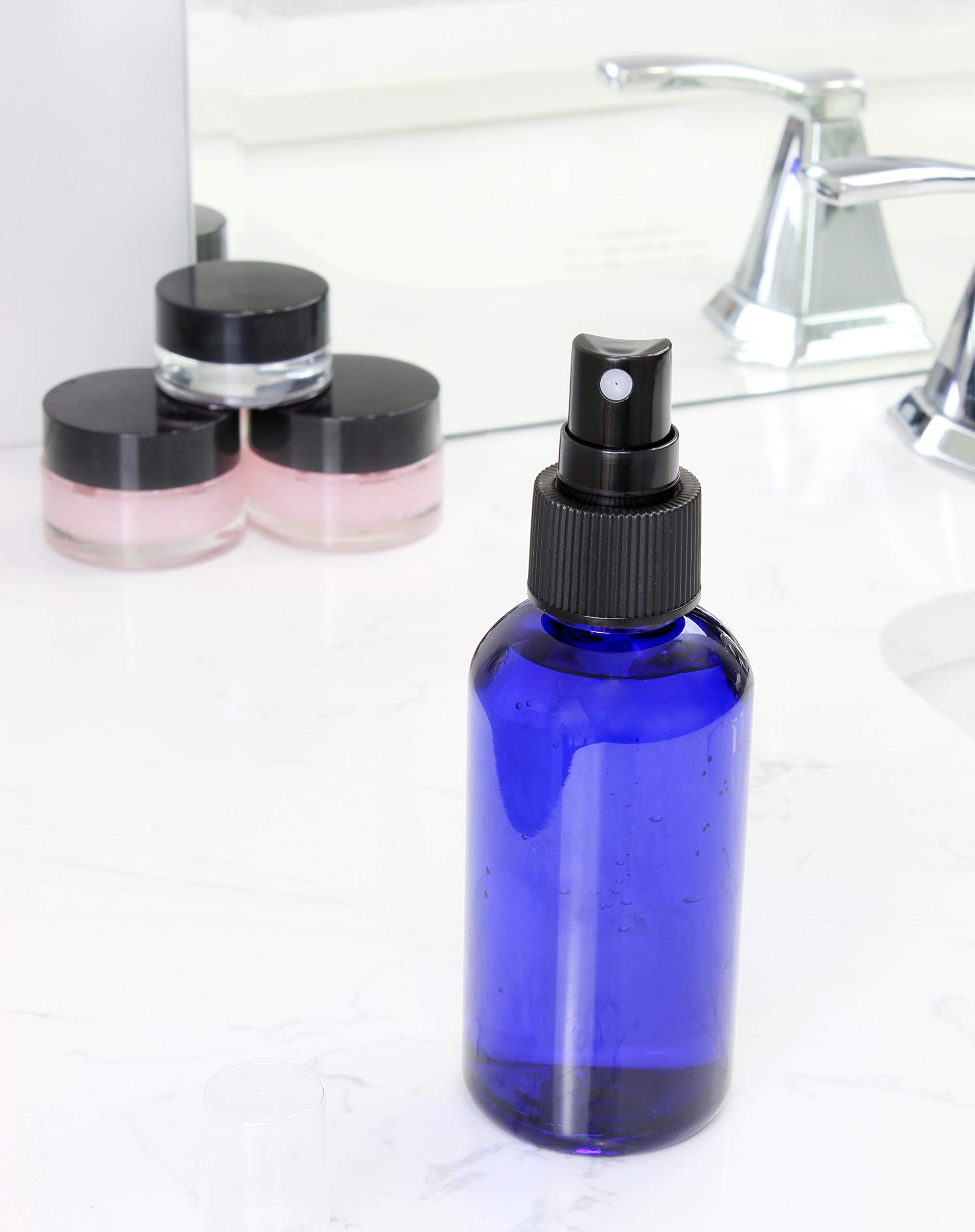 Cornucopia 12-Pack 4oz Blue Plastic Fine Mist Spray Bottles - BPA-Free PET #1 Plastic Spritzer Bottles with Labels Included - Perfect for Hair Styling, Gardening, Cleaning & Travel Essentials