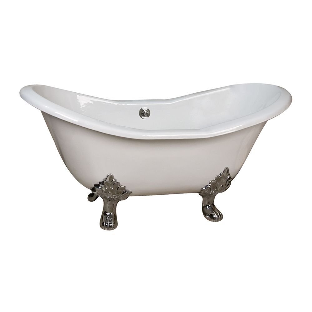 BarclayMarshall Double Slipper Cast Iron Bathtub - Vintage Style Freestanding Soaking Tub for Spa, Bathroom & Luxury Home Decor