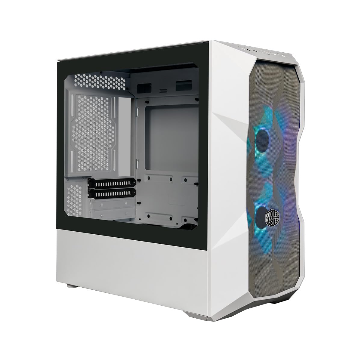 Cooler Master TD300 Mesh White Mini-Tower PC Case - High Airflow Design with 2x120mm ARGB Fans, Micro-ATX/Mini-ITX Support, Tempered Glass Panel - Perfect for Gaming & Streaming Setup