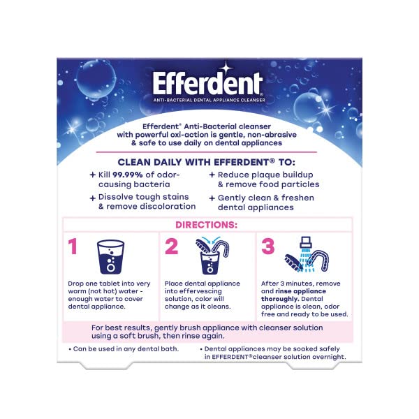 Efferdent Denture Cleanser Tablets - Complete Clean for Retainers, Dentures & Dental Appliances, 44 Count (Pack of 6) | Freshens & Removes Stains for Daily Oral Care