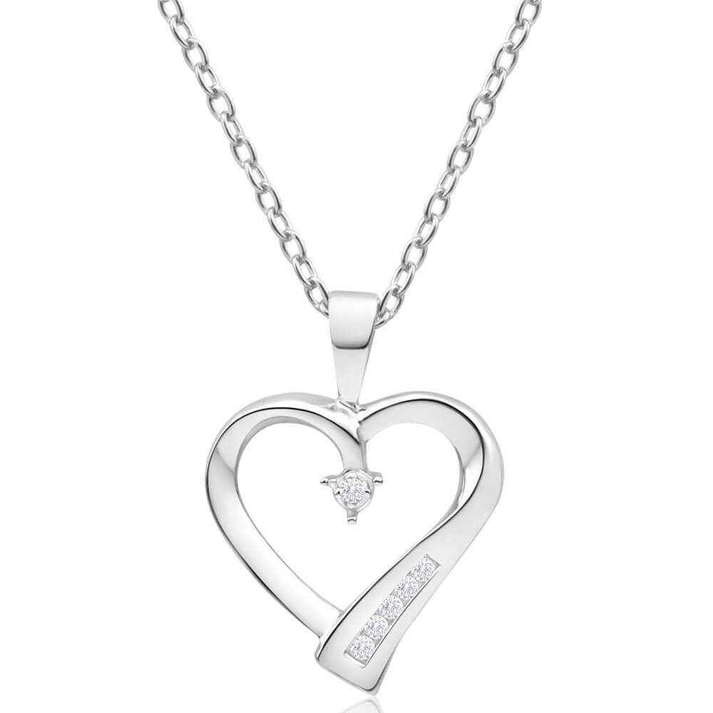 9ct White Gold Heart Shaped Channel Set Diamond Pendant Necklace - Elegant Jewelry Gift for Women, Perfect for Valentine's Day, Anniversary & Special Occasions