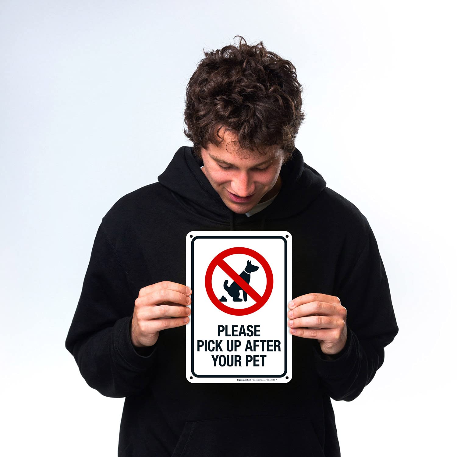 Eco-Friendly 'Please Pick Up After Your Pet' Dog Waste Sign - 10x7 Inch Rust-Free .040 Aluminum, Fade-Resistant, Made in USA - Perfect for Yards, Parks & Neighborhoods