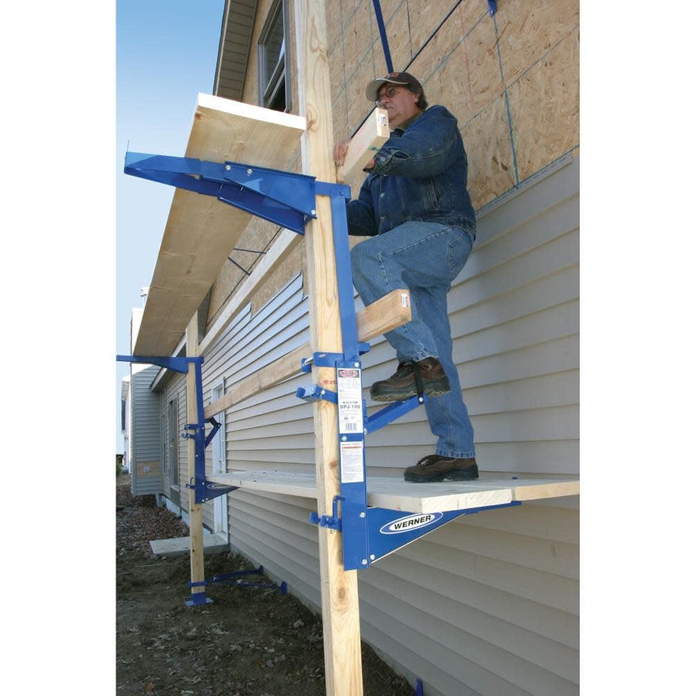 Werner SPJ-WB Heavy Duty Steel Pump Jack Work Bench - Portable Construction Work Platform for Roofing, Carpentry, and DIY Projects