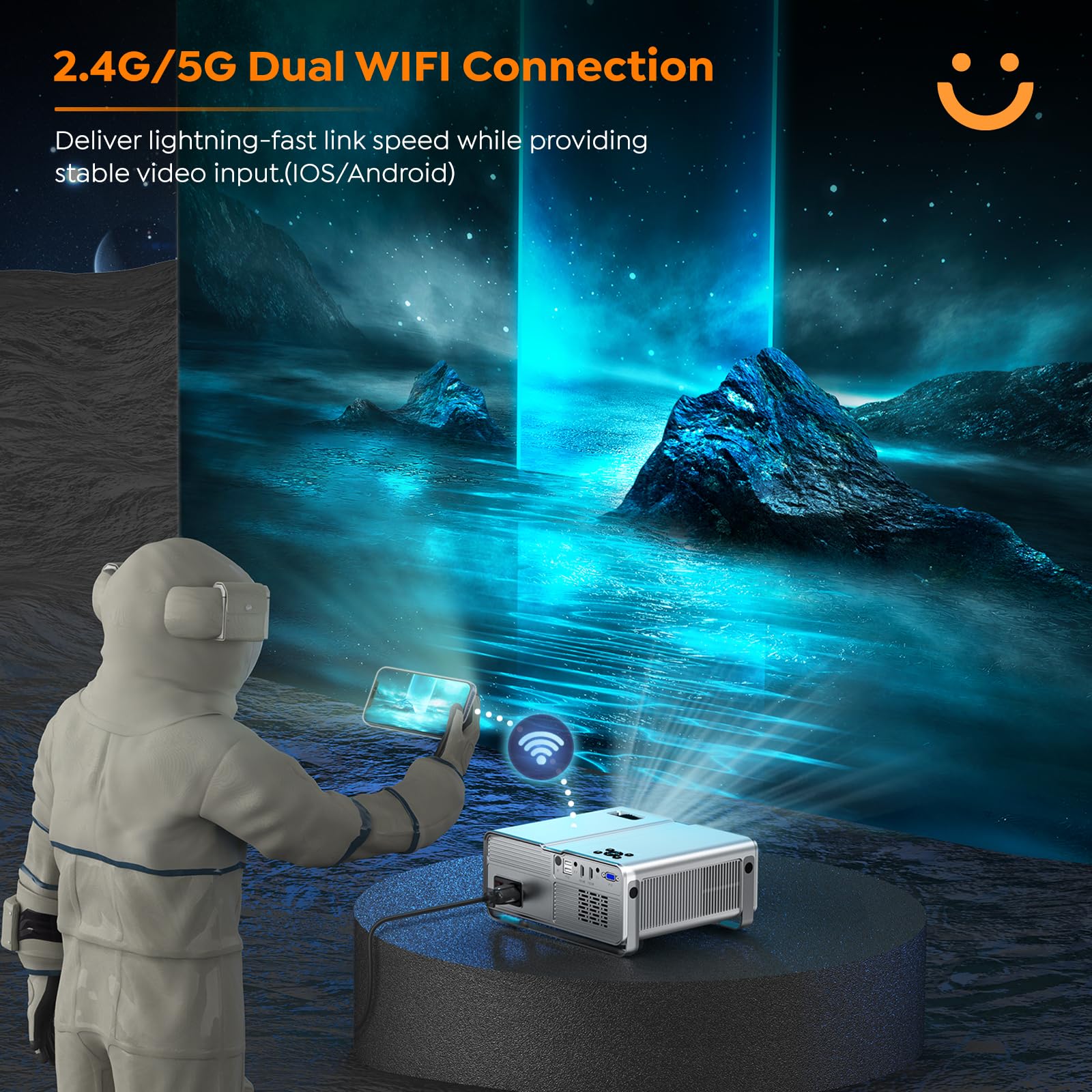 YABER U10 SE WiFi Bluetooth Projector - Native 1080P & 4K Support, 300