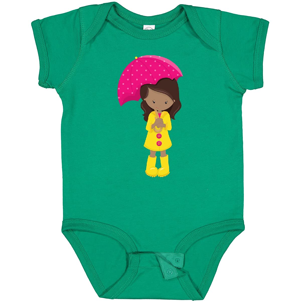 Inktastic African American Girl in Raincoat with Umbrella Baby Bodysuit - Cute Rainy Day Outfit for Infants & Toddlers