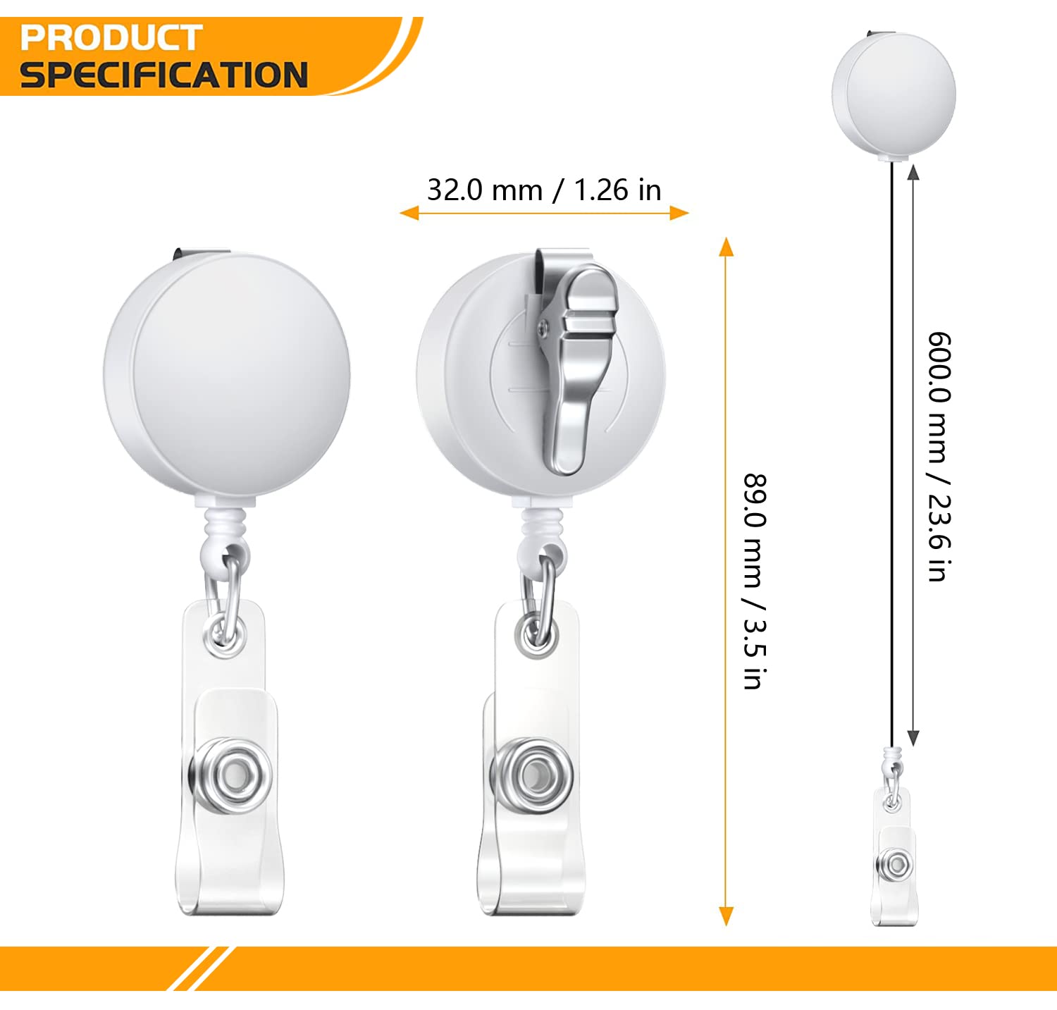 2 Pack Retractable Badge Reels with Alligator Clip - Durable ID Badge Holders for Students, Teachers & Professionals | Perfect for Schools, Offices & Events