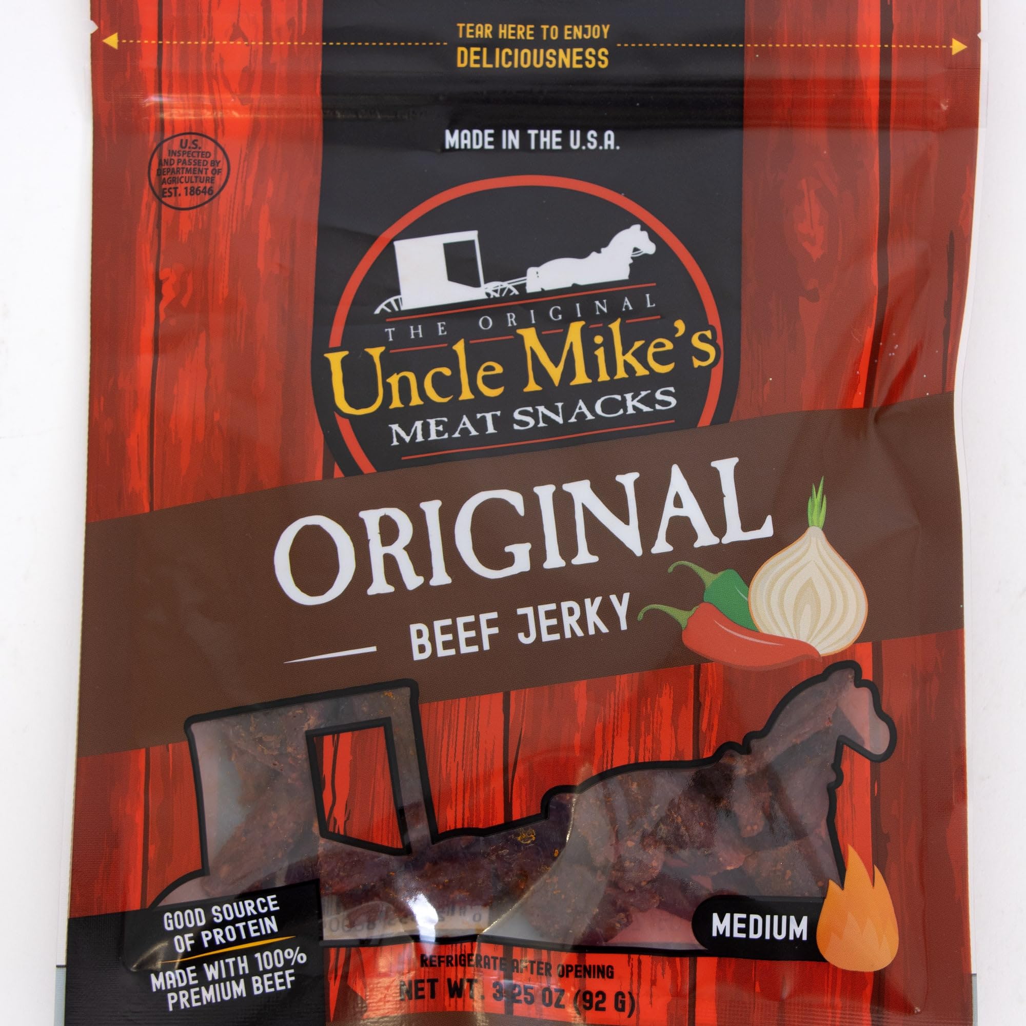 Uncle Mike's Beef Jerky Snacks - Gluten Free, High Protein, 2 Pack (Original Flavor) | Perfect for Hiking, Camping & Road Trips