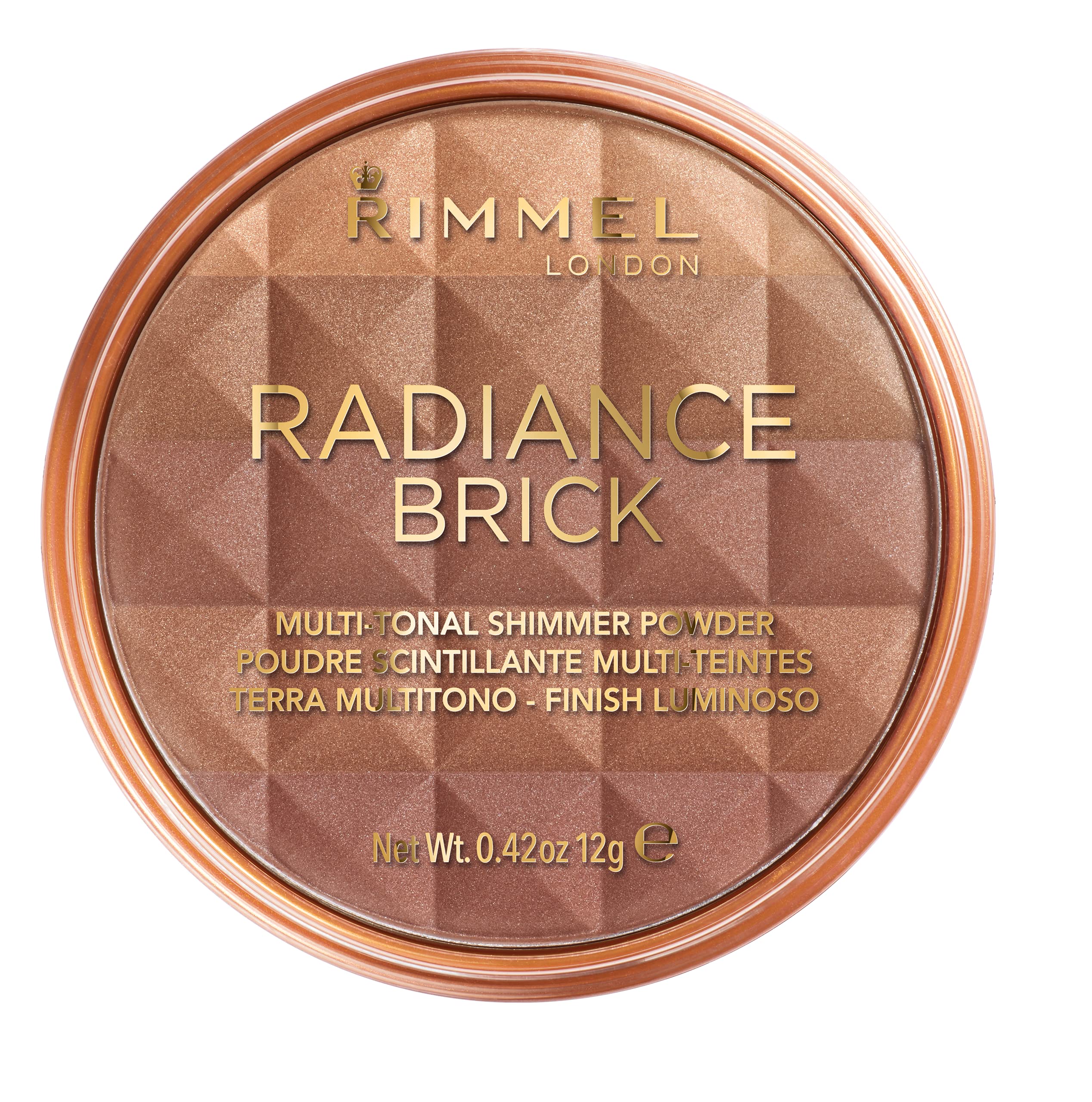 Rimmel London Radiance Brick Bronzer - 001 Light, Ultra-Fine Powder for Radiant Finish & Natural Dimension, 0.42oz - Perfect for Contouring & Everyday Glow