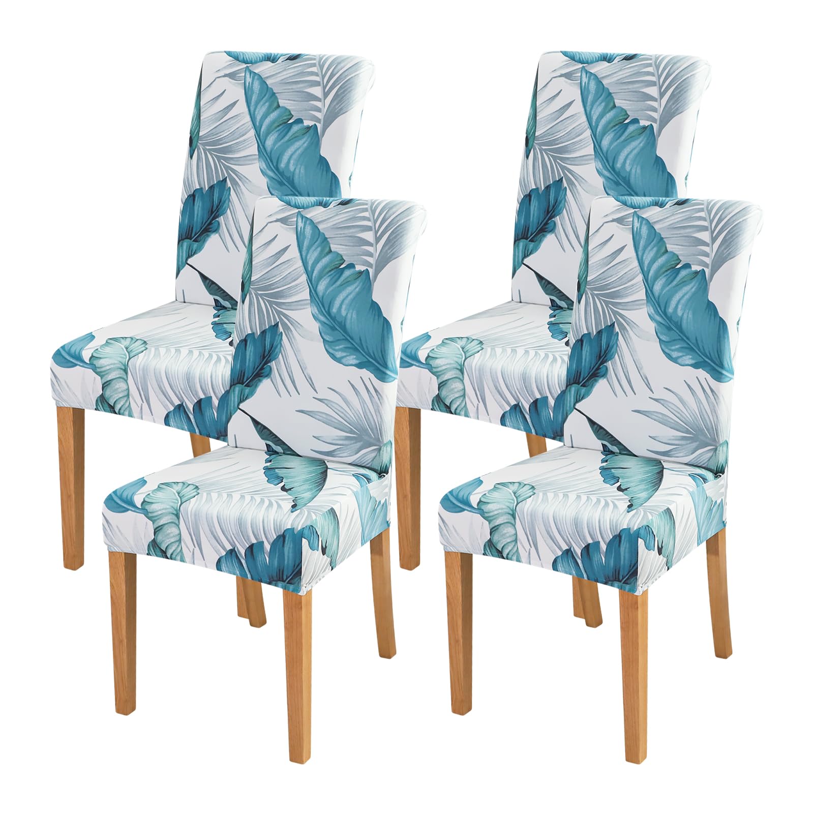 FORCHEER Stretch Dining Chair Covers Set of 4 - Blue Floral Pattern Washable Slipcovers for Kitchen, Parsons & Dining Room Chairs | Perfect for Home Decor, Parties & Protecting Furniture (Pack of 4)