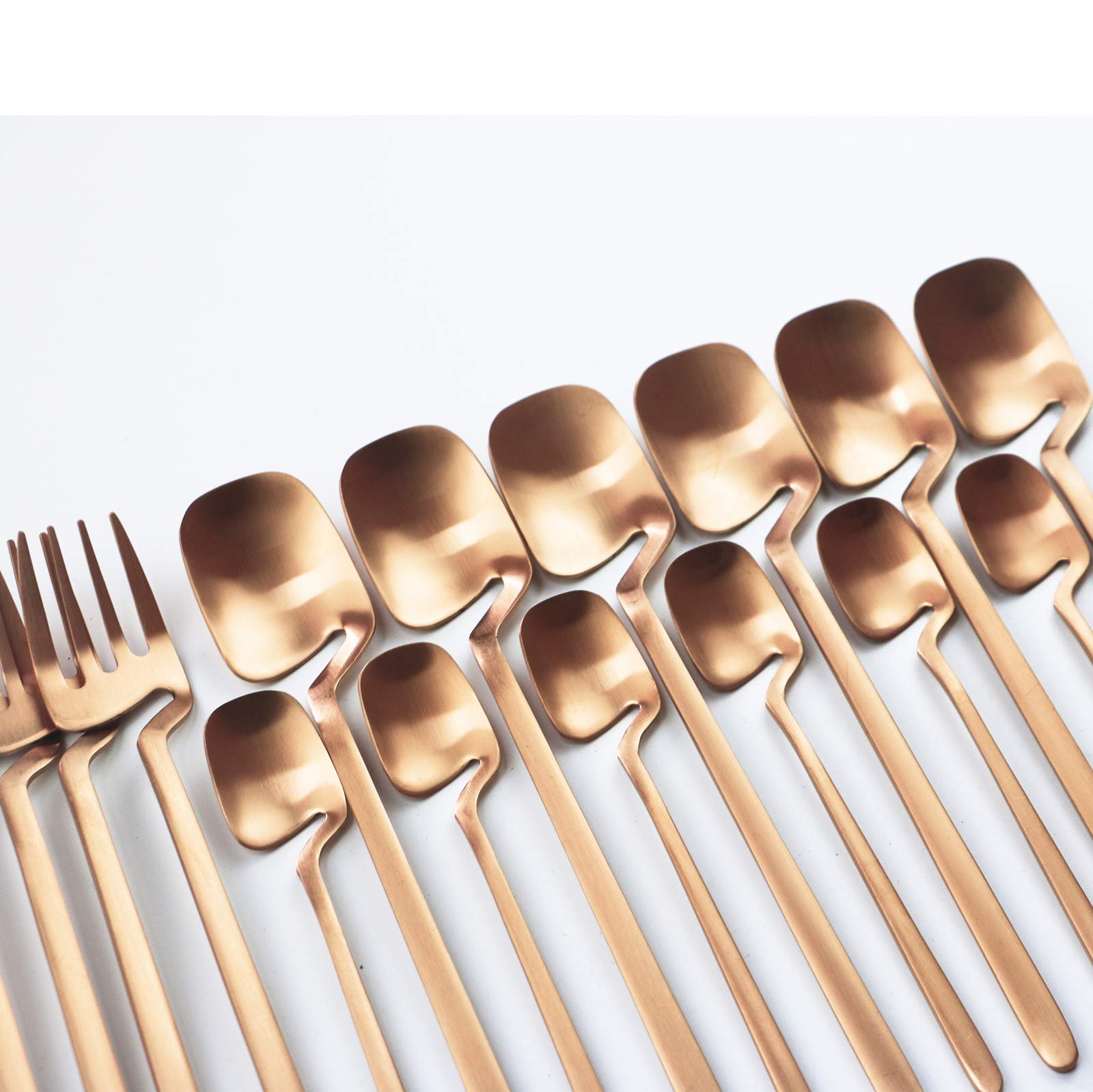 24-Piece Copper Dinnerware Set - 304 Stainless Steel Cutlery with Matte Finish (Forks, Spoons, Knives) - Elegant Flatware Set for Dining & Entertaining - Perfect for Restaurants, Weddings & Dinner Parties