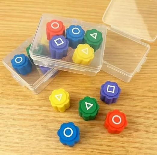 DEVIL Gonggi Game Set for Kids Ages 6+ - 5 Plastic Stones with Storage Case - Traditional Korean Squid Game - Perfect for Family Game Night & Cultural Learning Activities