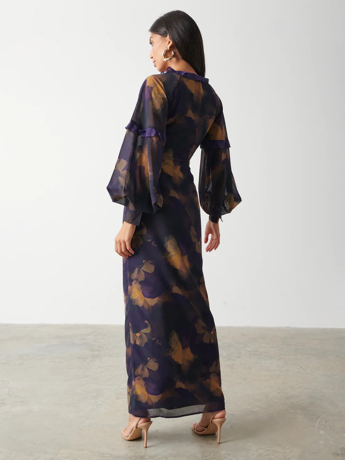 Francesca Frill Maxi Dress in Amethyst - Elegant Long Flowy Dress for Women, Perfect for Weddings, Parties & Summer Vacations