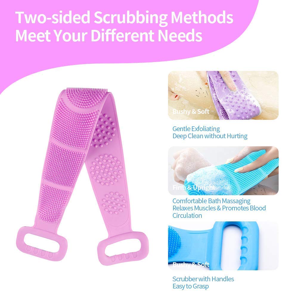 DD Retails Silicone Body Scrubber & Double-Sided Bath Brush - Exfoliating Shower Brush for Smooth Skin - Multi-Colored (1 Pack) - Perfect for Spa, Home Use & Gift Ideas