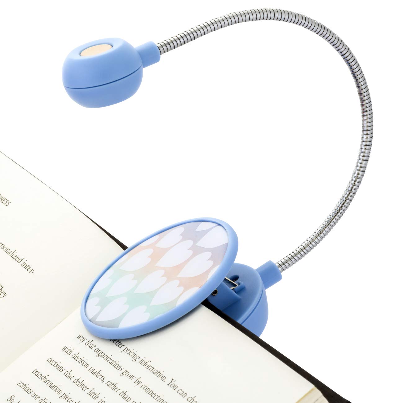 WITHit Dabney Lee Clip On Book Light – Hearts – LED Reading Light with Clip for Books & eBooks, Dimmable & Glare-Free, Portable & Lightweight Bookmark Light for Kids & Adults (Batteries Included) – Perfect for Bedtime Reading, Travel & Study