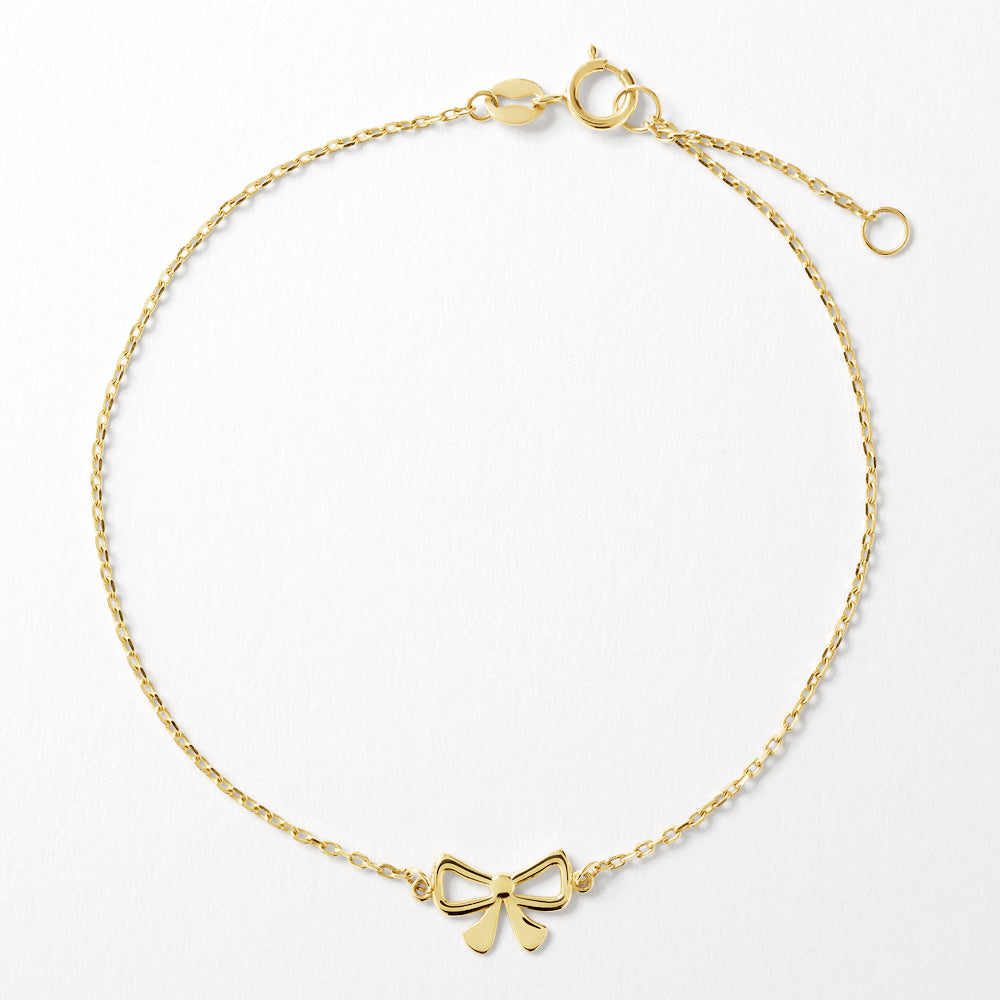 10k Gold Micro Bow Bracelet - Elegant & Dainty Jewelry for Women - Perfect for Gifts, Parties & Everyday Wear